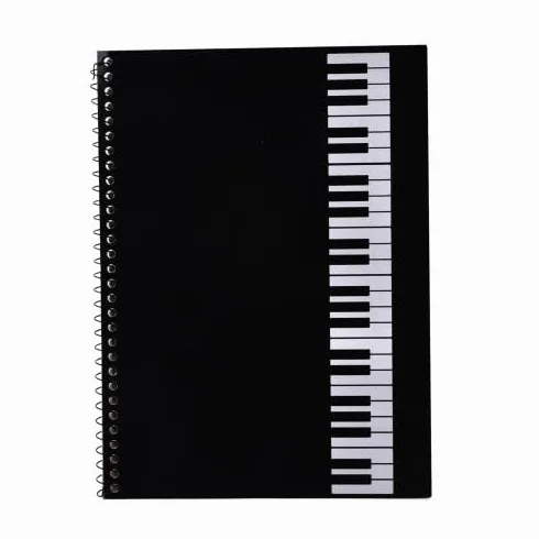 Zeszyt do nut z oprawą spiralną z czarnego papieru kreślarskiego, pusty, 50 stron, 26 x 19 cm, 50 stron, notatnik muzyczny, odpowiedni dla programów muzycznych i muzyków