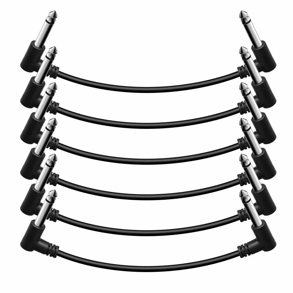 6-calowe kable krosowe do pedału efektów gitarowych, czarne, 3 opakowania (6 sztuk)