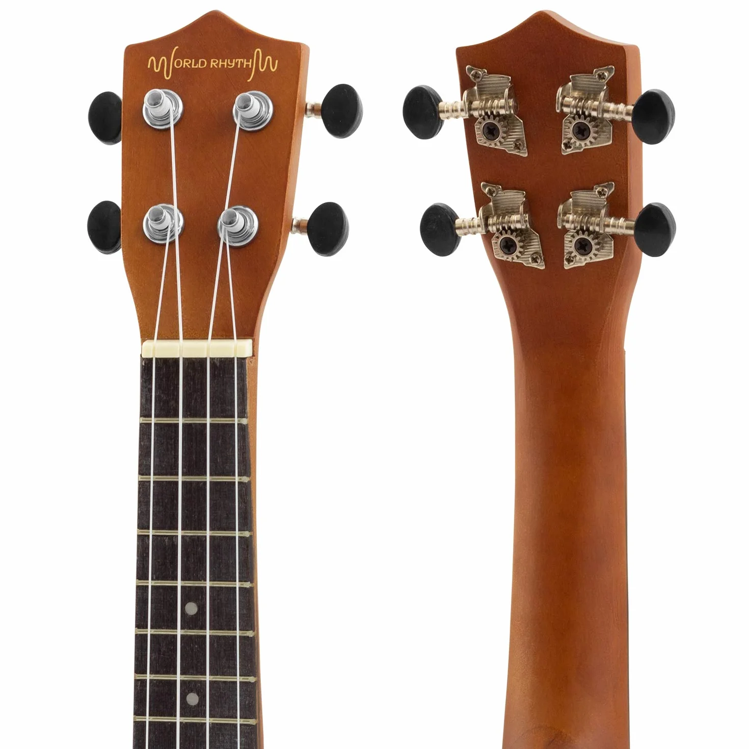 Światowy rytm ukulele sopranowe - początkujący sopran w naturalnym wykończeniu z torbą, zapasowe struny ukulele i filcowa kostka
