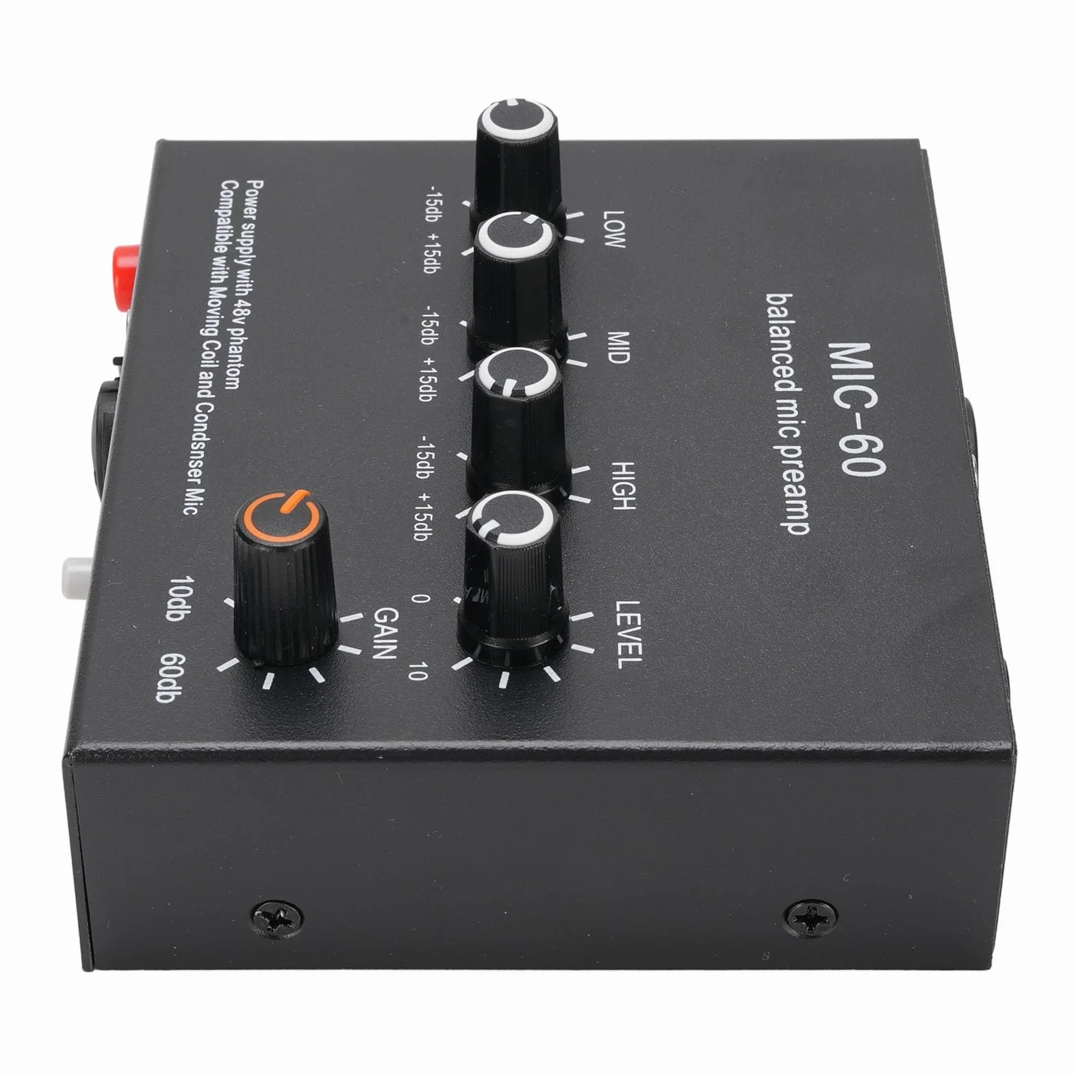 Przedwzmacniacz mikrofonowy 48 V XLR 3,5 mm 6,35 mm do mikrofonów dynamicznych i kondensatorowych z kablem XLR