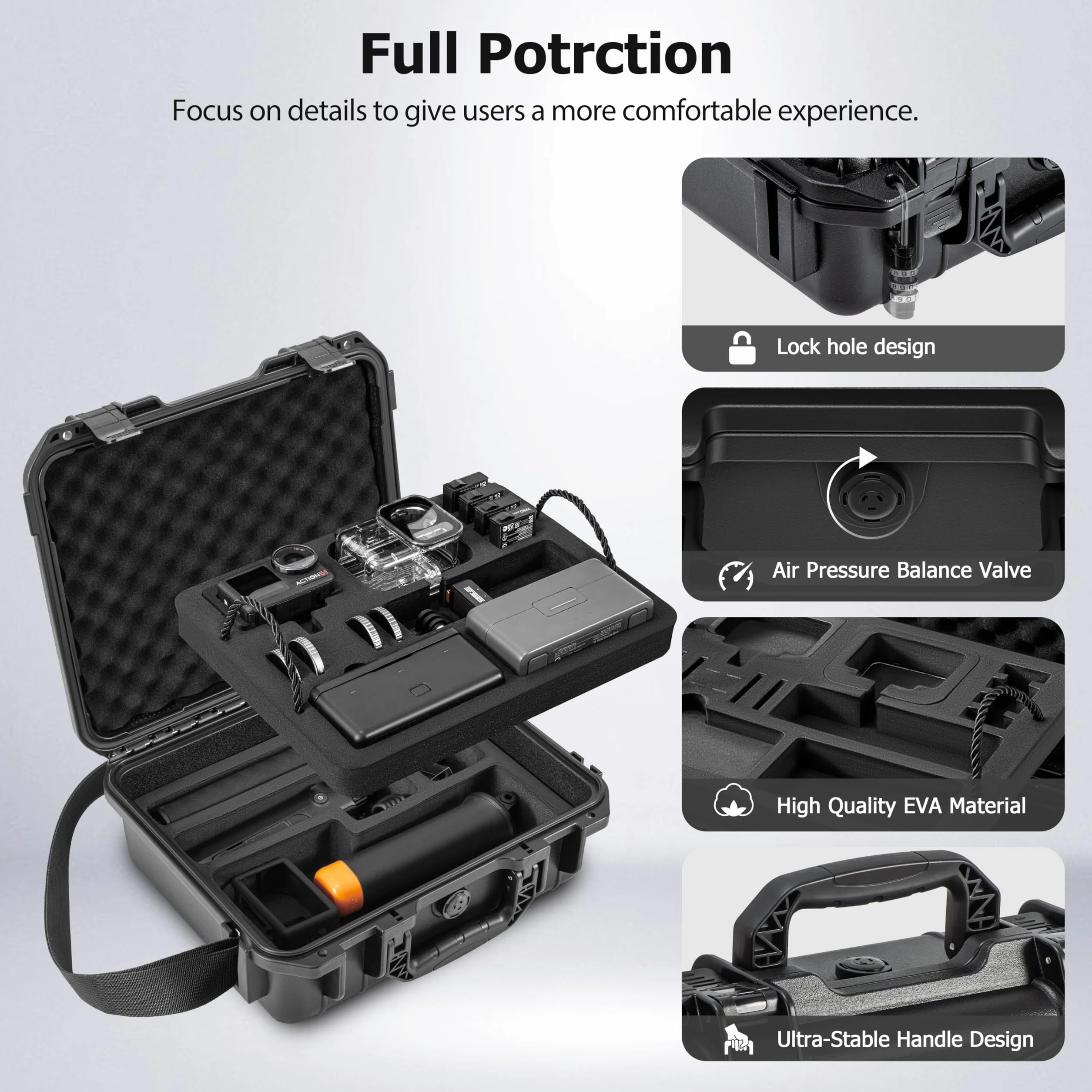 Tomat Action 5 Pro walizka etui wodoodporna dwuwarstwowa torba na DJI Osmo Action 5 Pro/4/3 akcesoria twardy pokrowiec do podróży, ochrona, kompatybilna z MIC 2/wielofunkcyjny uchwyt ładujący
