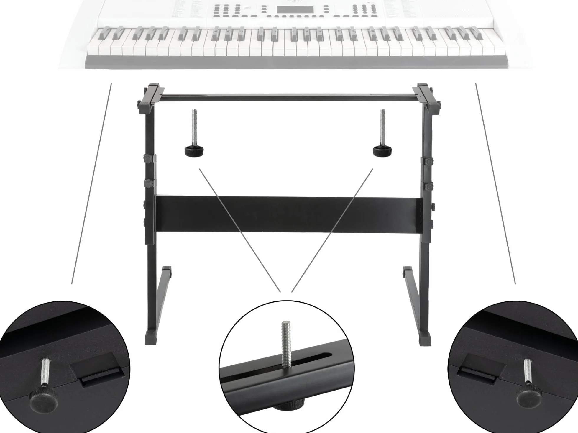 McGrey Stojak na klawiaturę Z z ergonomicznymi śrubami, wbudowana drabina do precyzyjnego pozycjonowania, regulowana wysokość 55-83 cm i gumowane nóżki zapobiegające zarysowaniom na podłodze