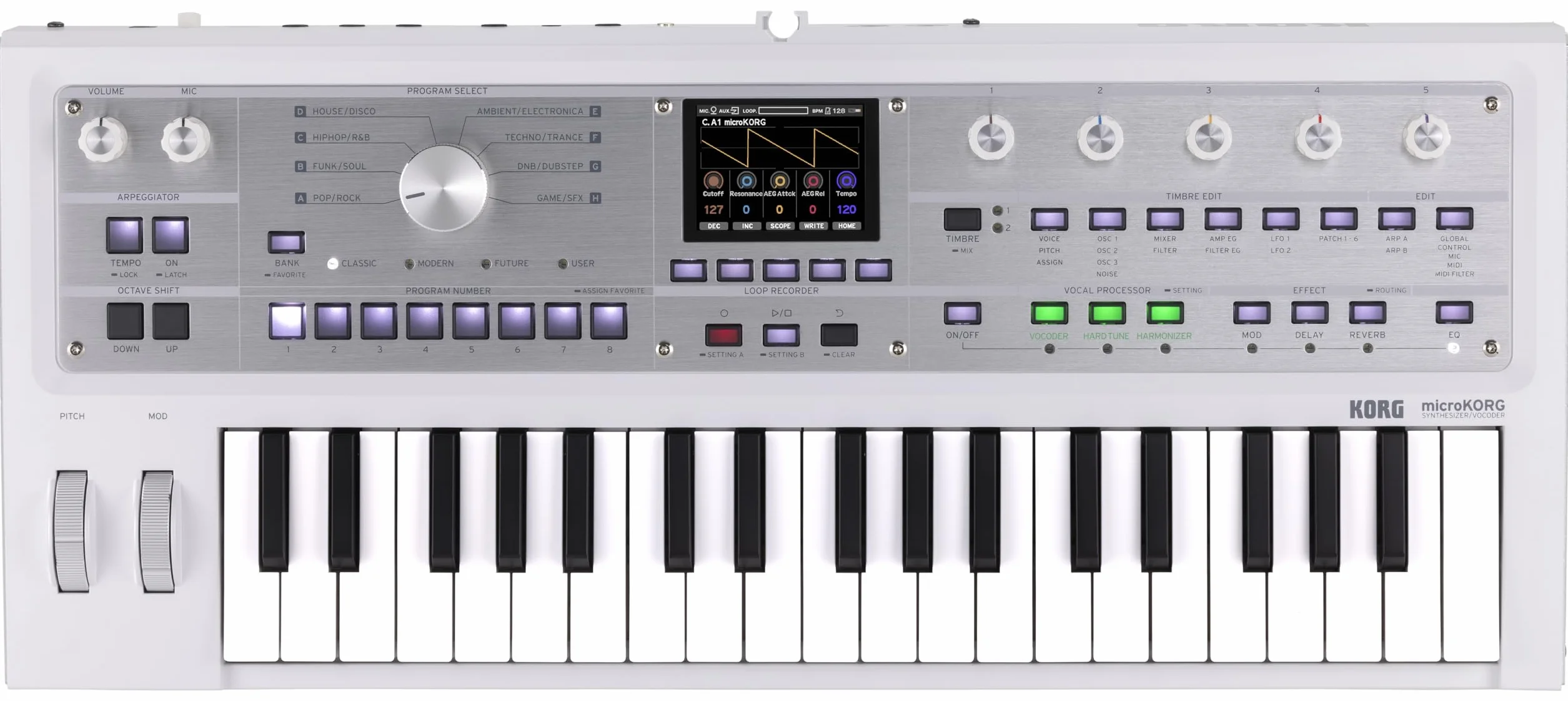 Korg microKORG 2-37 klawiszowy Syntezator Analogowy i Procesor Wokalny – Edycja Limitowana - Biała