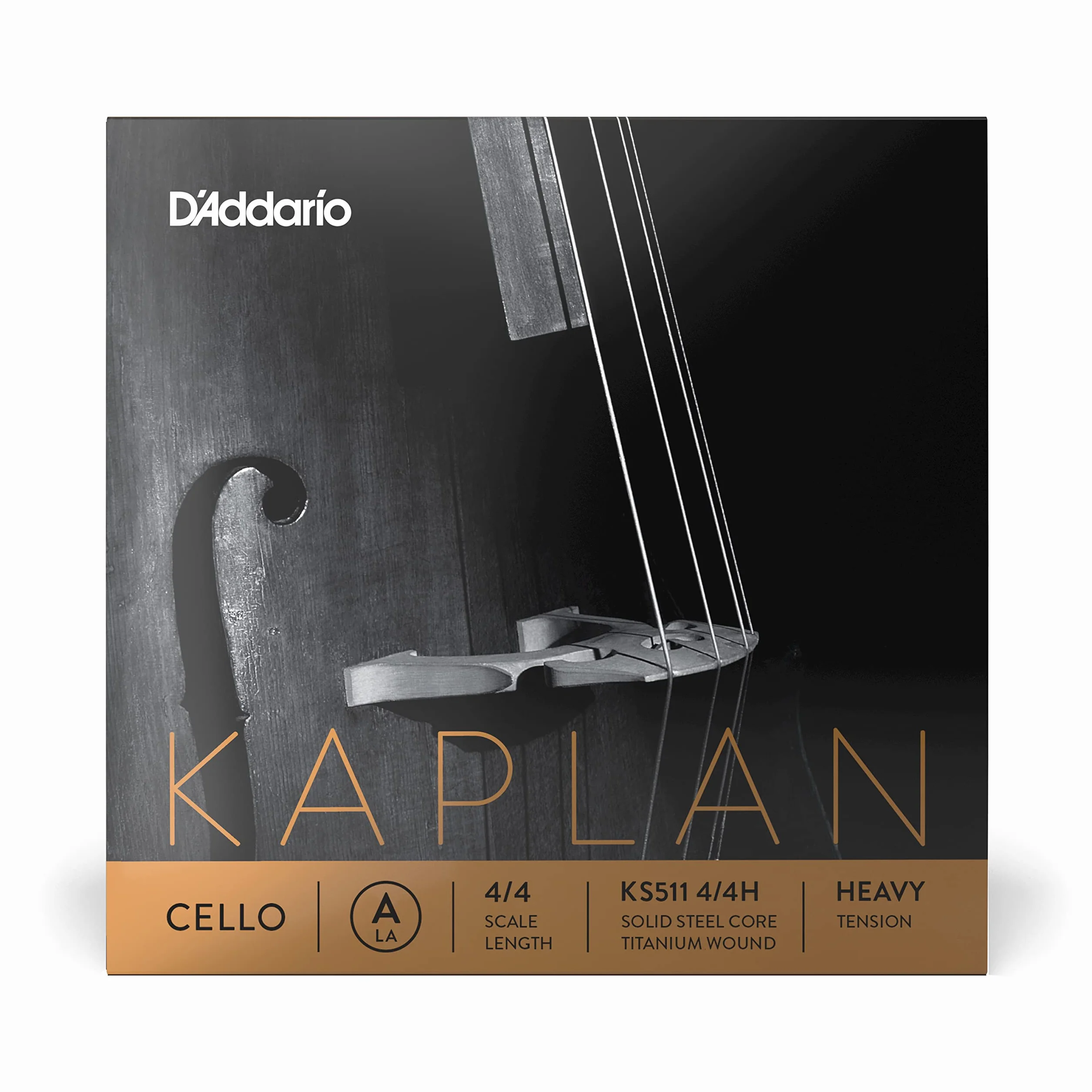 D'Addario Kaplan Struna wiolonczelowa - pojedyncza struna A - KS511 4/4H - celozyty - skala 4/4, wysokie napięcie