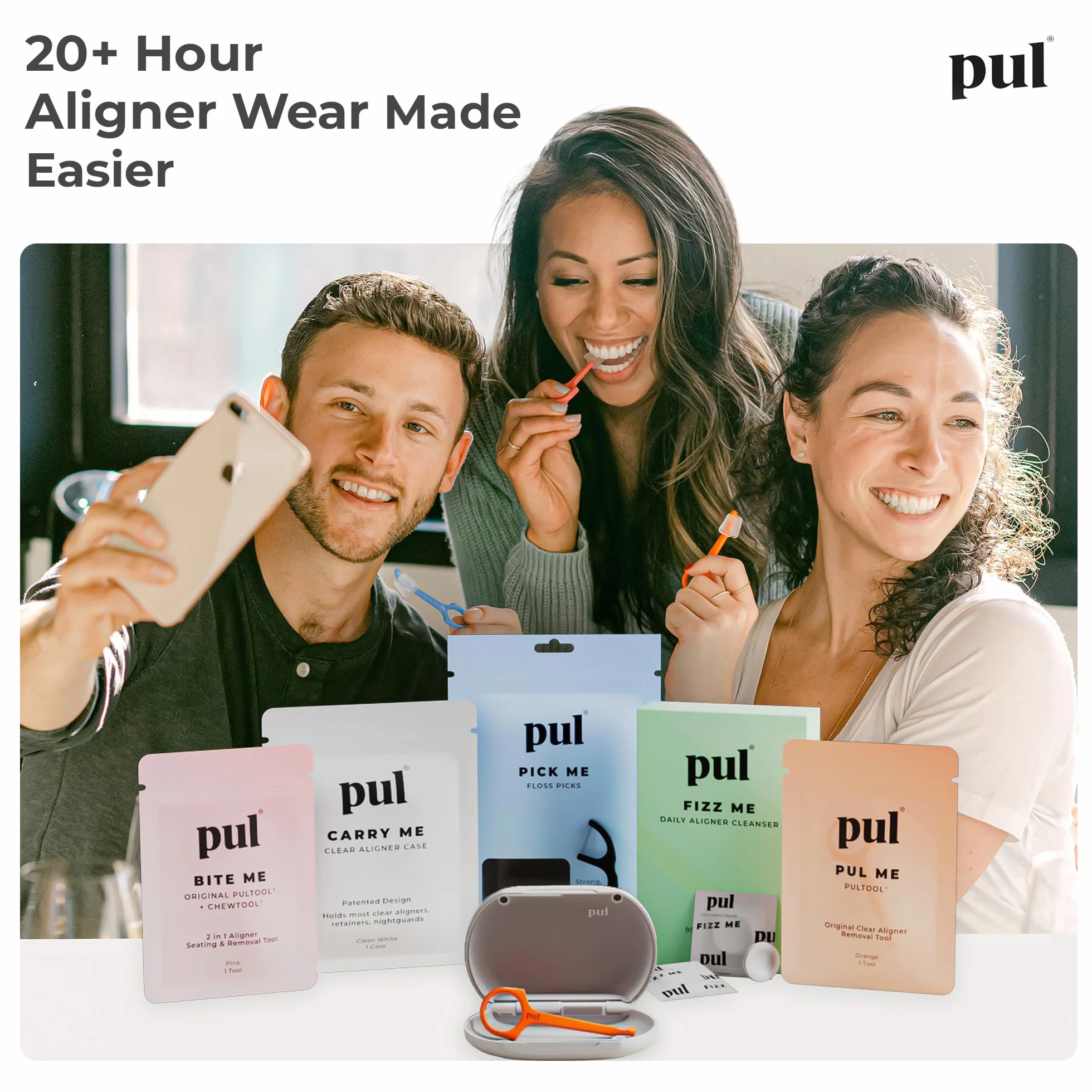PUL Clear Aligner & Retainer Case - do Invisalign, protez częściowych, osłon ust i nocy, narzędzie do usuwania PUL, wyjmowane dentystyczne - plastikowy uchwyt z bezpiecznym zamknięciem magnetycznym
