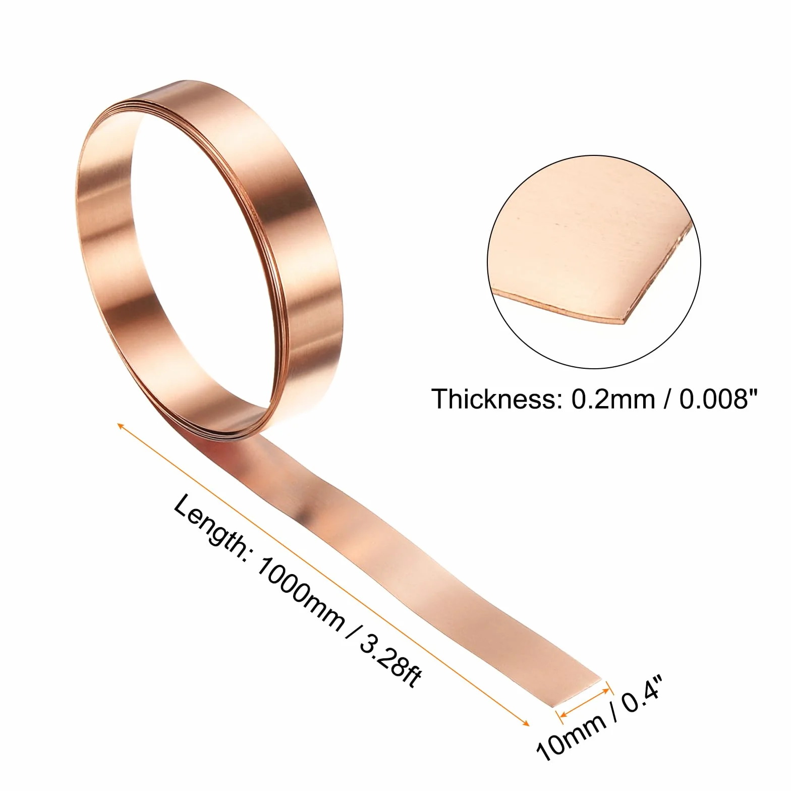 QUARKZMAN 2 sztuki rolka blachy miedzi o grubości 0,2 mm, 99,95% czysta miedź, wodoszczelna metalowa folia do budowy elektroniki DIY (0,4" szerokości x 3,28ft)