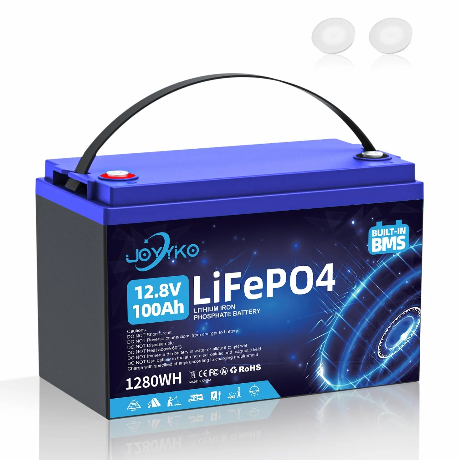 12V 100Ah Bateria LiFePO4, Bateria Litowa LiFePO4 z Krioprotekcją, 15000 Cykli, Akumulator Ochroną BMS LiFEPO4 Odpowiedni do Silników Trolingowych, Łodzi, Domowych Systemów Energii Magazynowania