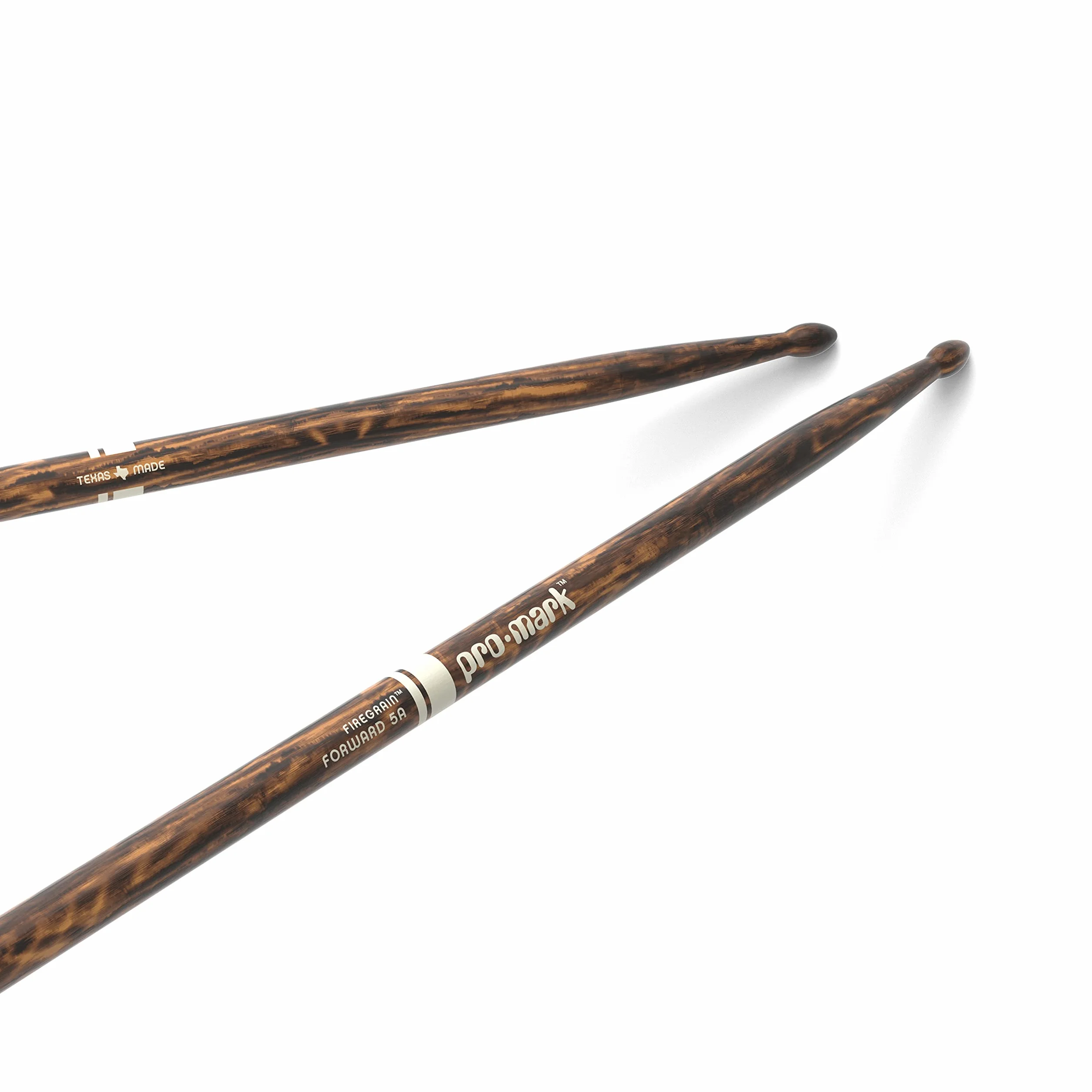 ProMark pałeczki perkusyjne - Classic 5A pałeczki perkusyjne - FireGrain do mocniejszej gry, dłuższe - bez nadmiernych wibracji - wykończenie lakierem, owalna końcówka drewniana, drewno hikory - 1