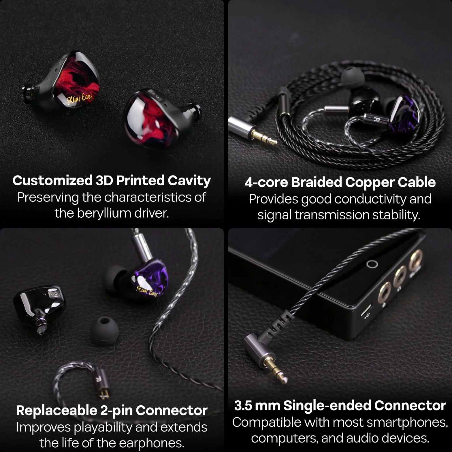 Kiwi Ears Cadenza 10 mm berylowy przetwornik dynamiczny IEM z odłączanym kablem 0,78 2-pin 3,5 mm Zielony