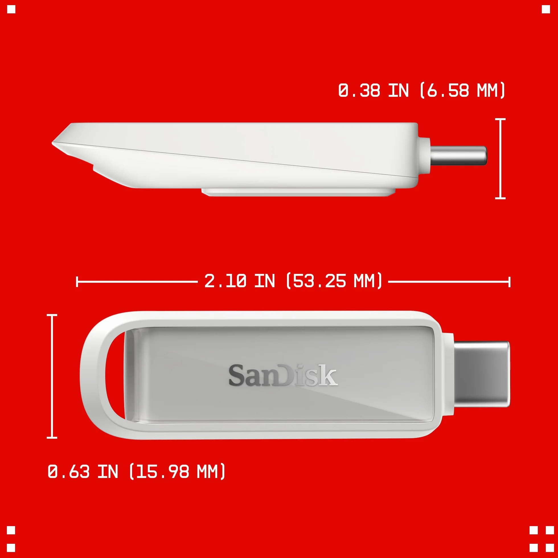SanDisk Phone Drive z USB Type-C 256 GB (do telefonu, do smartfonów, tabletów i komputerów, prędkością 150 MB/s, Wykonuj automatyczne kopie, Dzięki odzyskiwaniu) - Arctic White