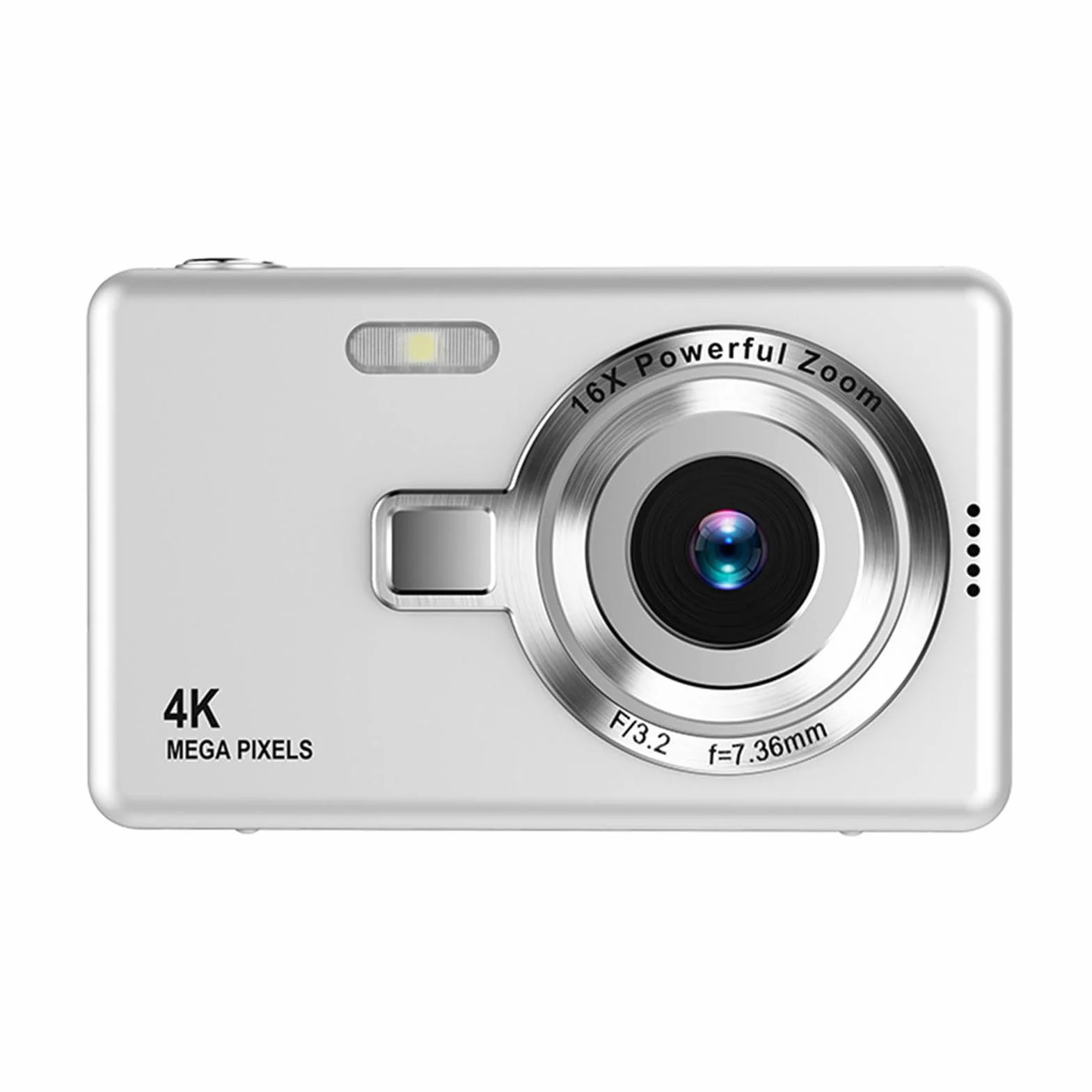 Aparat Cyfrowy, 12 MP 1080 P, 16-krotny Zoom Cyfrowy z Automatycznym Ustawianiem Ostrości, Kamera Wideo Vedio z Ekranem 2,4 Cala, Kompaktowa Kamera do Vlogowania z (SILVER)