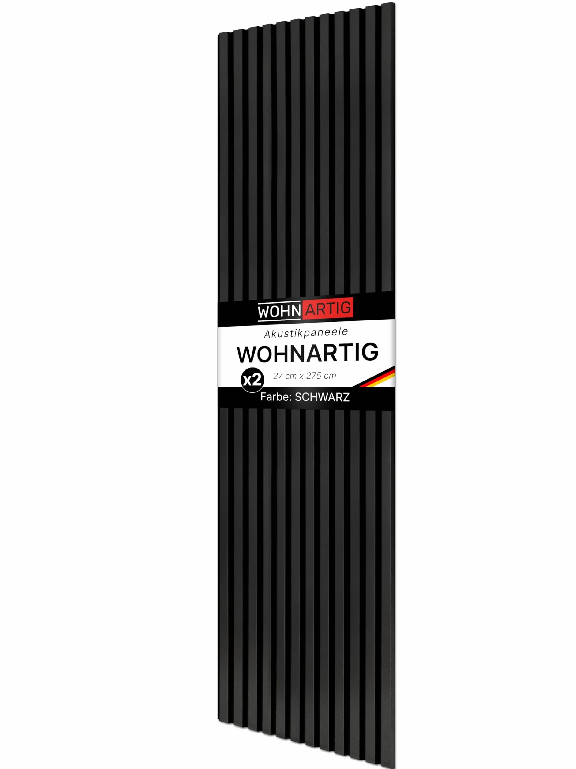 wohnartig® Panele akustyczne 1,485m² - 275cm x 54cm* zestaw - (zestaw = 2 sztuki 275cm x 27cm) | Kolor: Czarny 905 | Okładzina ścienna | Panel akustyczny | Panele ścienne na filcu | Filc akustyczny |