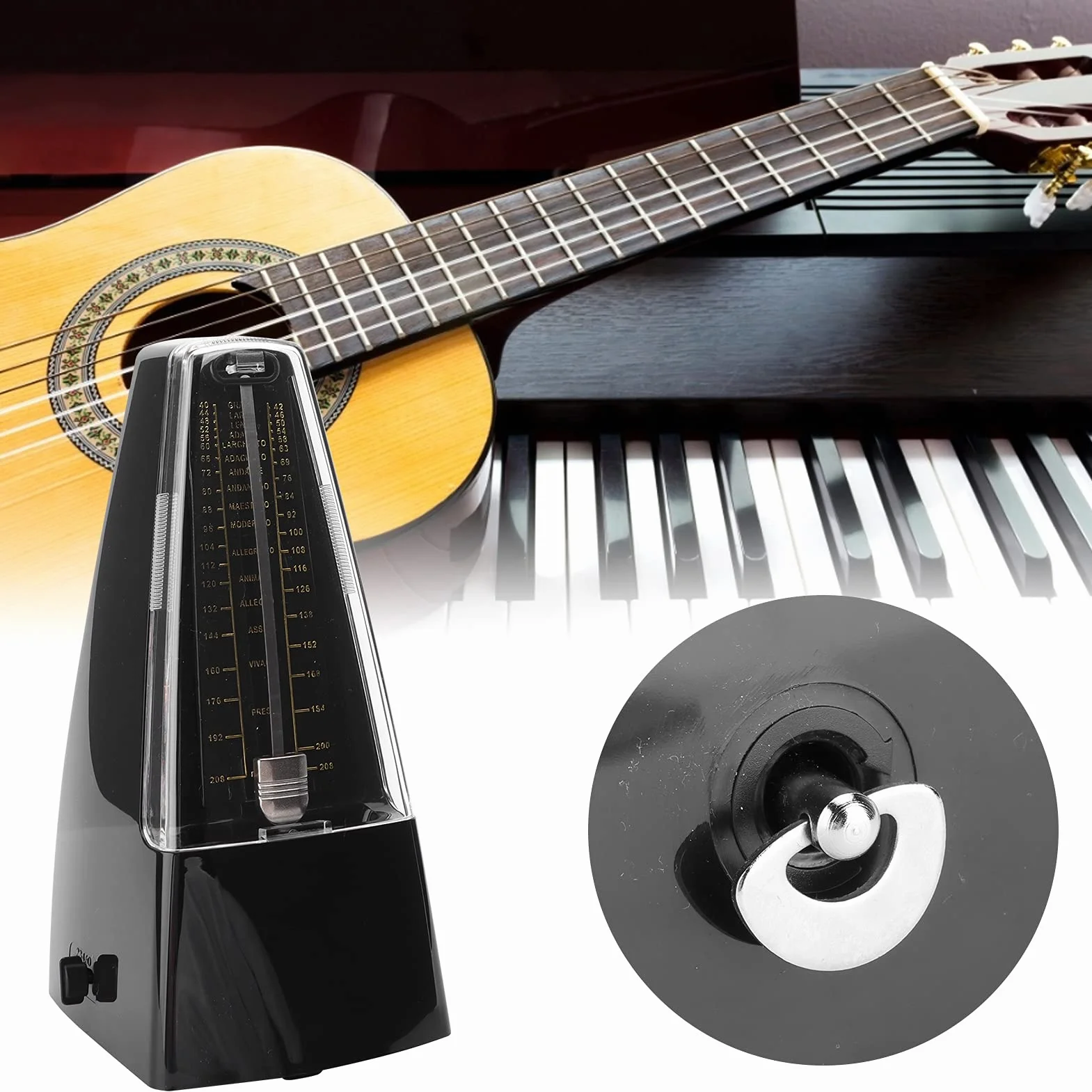 Mechaniczny Metronom Uniwersalny Metronom Wittnera, Metronom na Fortepian, gitarę, Skrzypce, perkusję i Inne Instrumenty (Czarny)