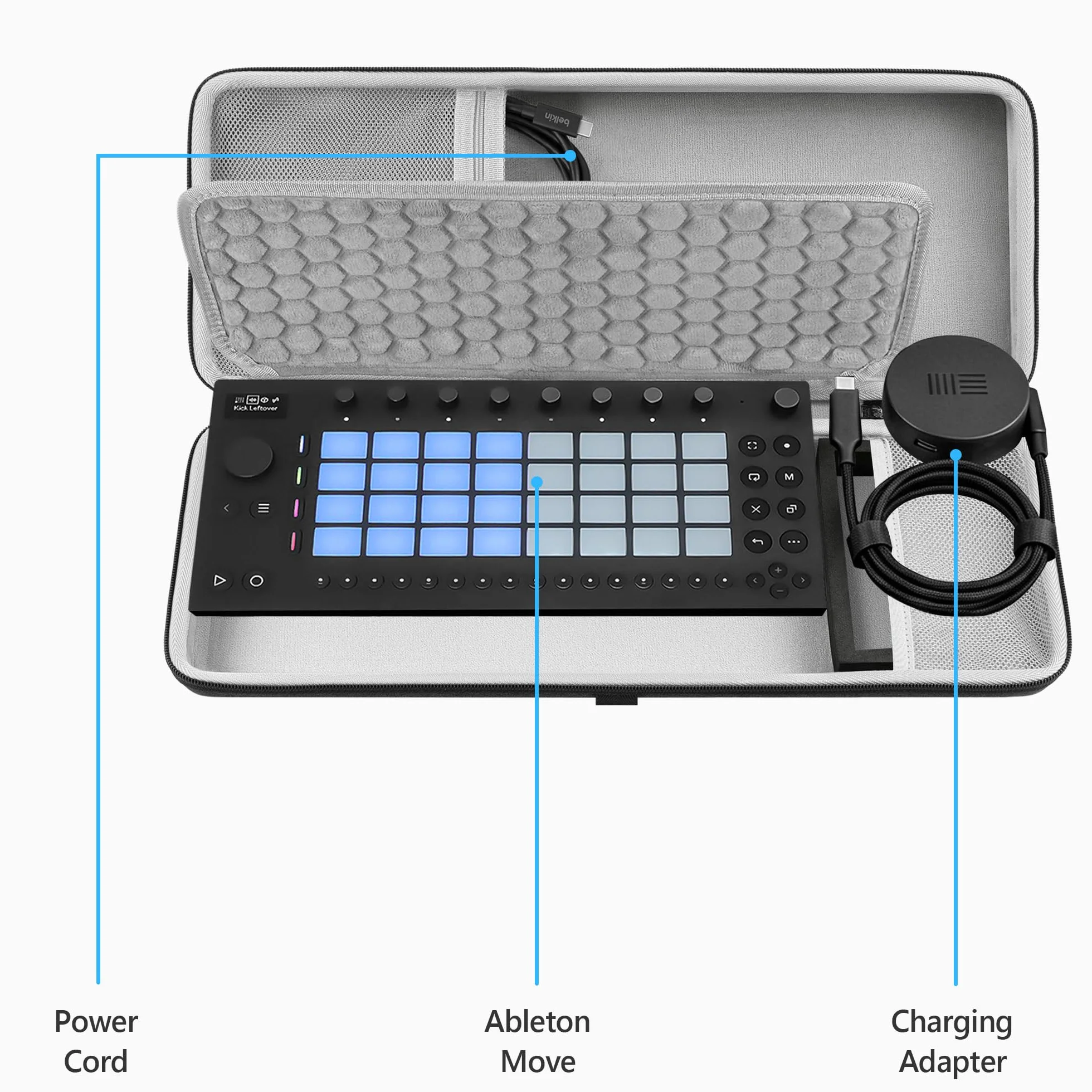 Geekria twarda walizka podróżna kompatybilna z Ableton Move, torba do przenoszenia audiosamplera (ciemnoszara)