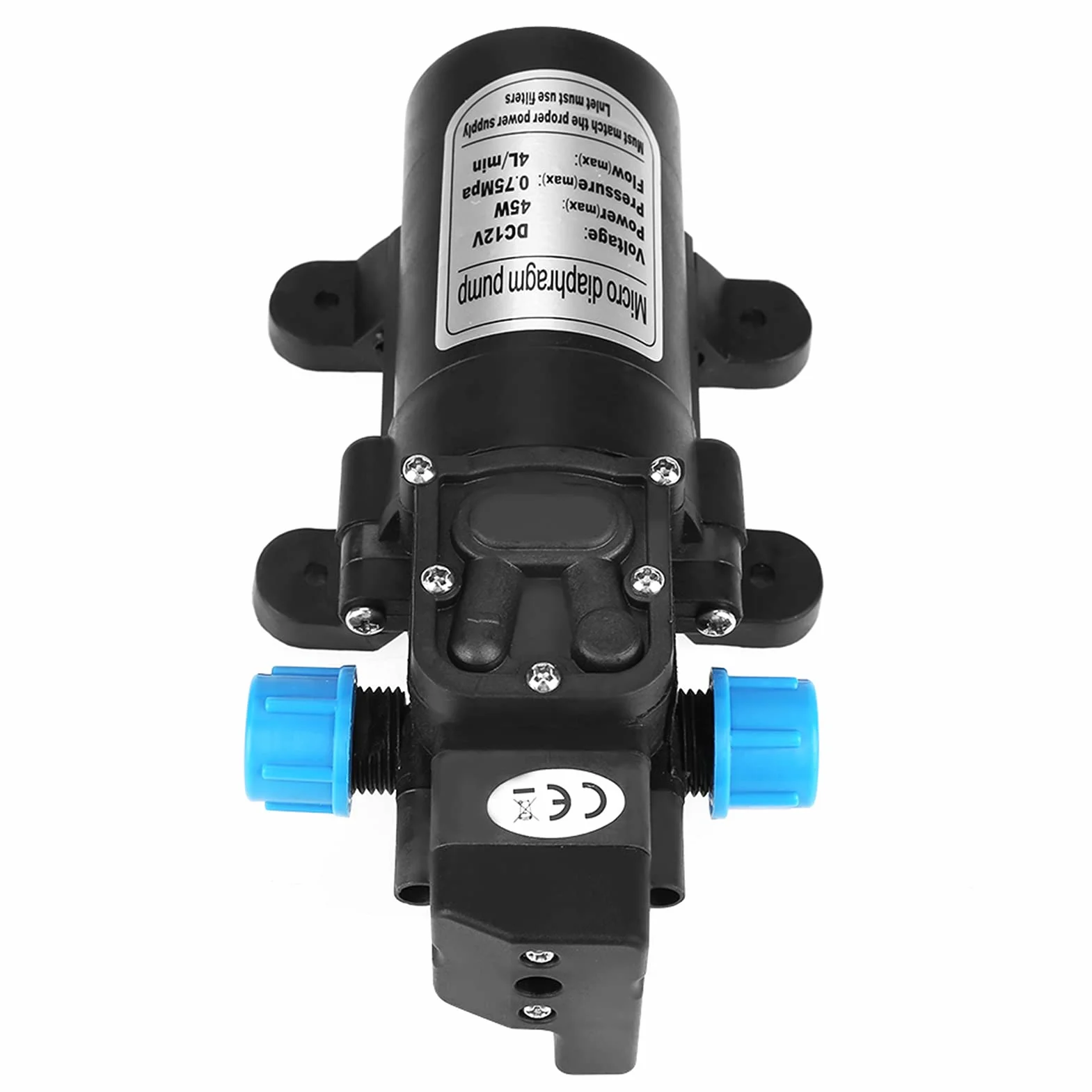 Membranowa Pompa Wodna 12 V, 12 V Pompa Membranowa Mini Pompa Samozasysająca DC 45 W Przenośna, Cicha Praca, Przepływ 4 L/min, Czarna z Przemysłowymi Pompami Membranowymi
