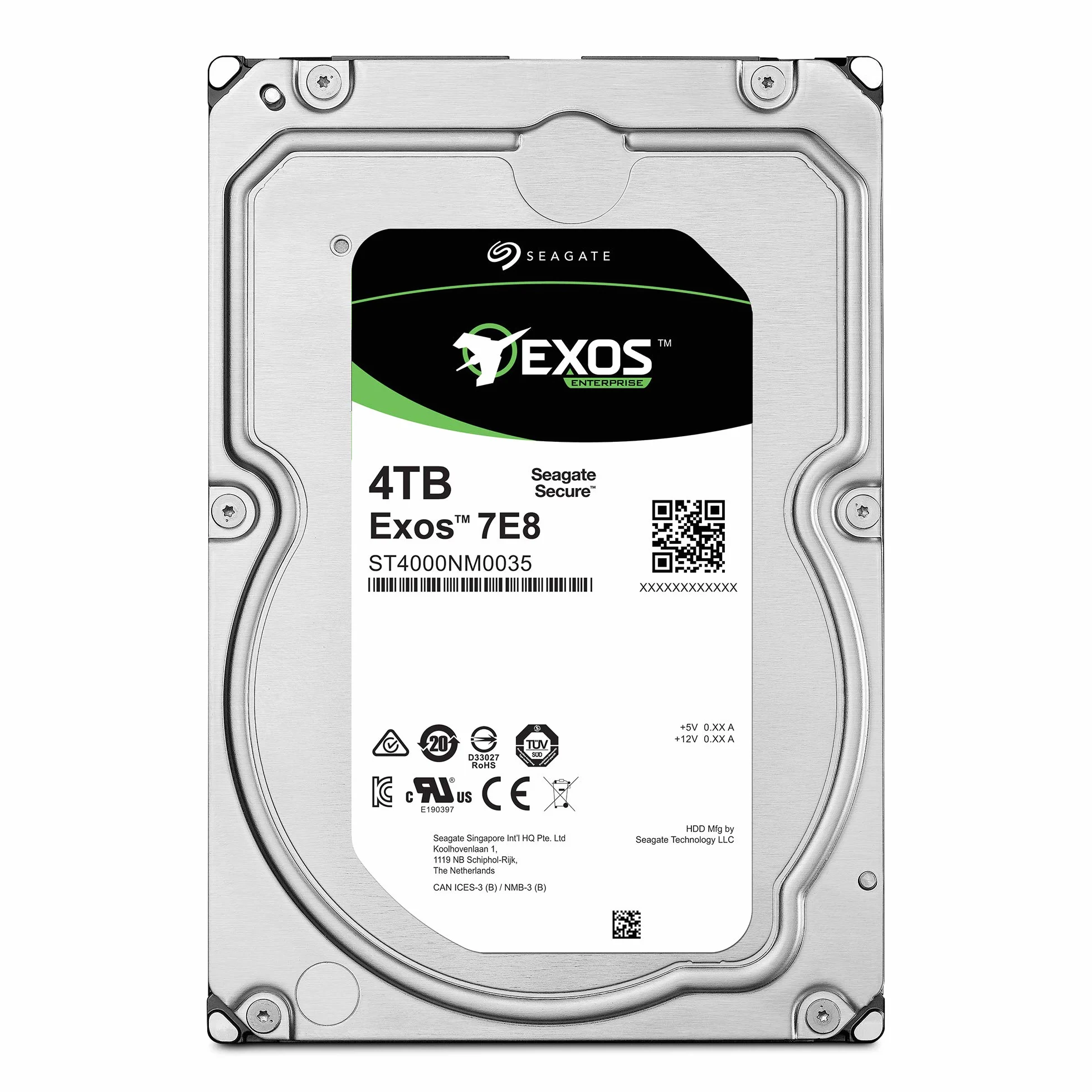 Seagate Exos 7E8, 4 TB, wewnętrzny dysk twardy 3,5 cala dla firm i centrów danych (ST4000NM0125)