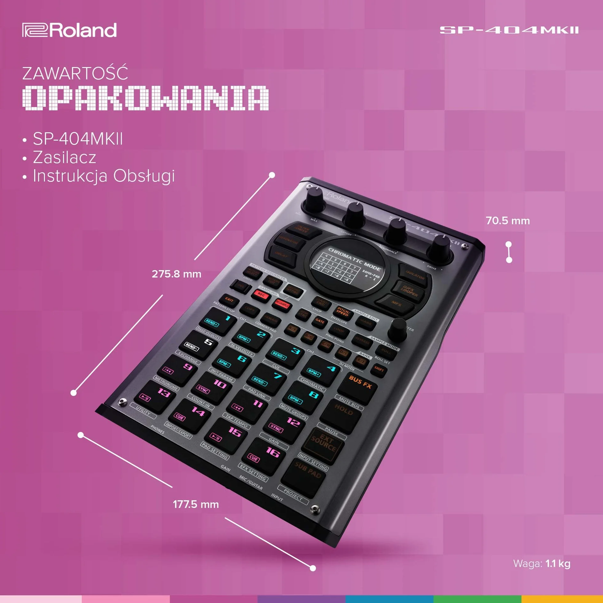 Roland SP-404MKII Sampler i Efektor 16 GB Pamięci Wewnętrznej 32-Głosowa Polifonia 160 Sampli na Projekt