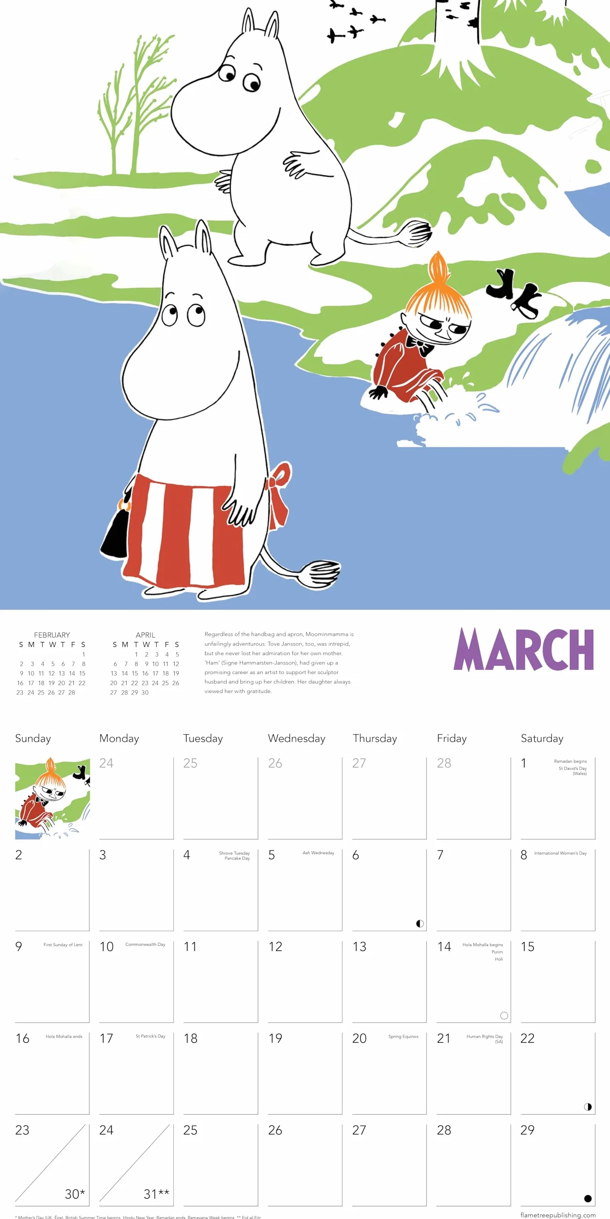 Moomin Wall Calendar 2025 (Art Calendar): Original Flame Tree Publishing-Kalender [Kalender]