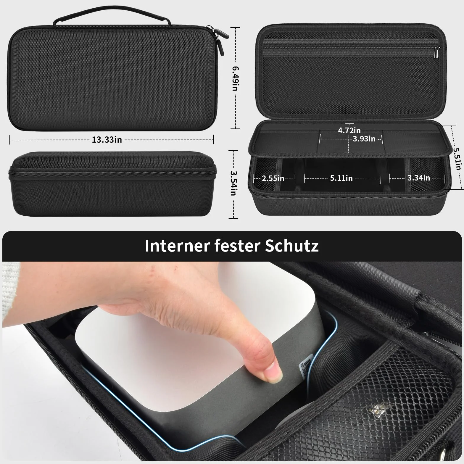 Etui kompatybilne z Apple 2024 Mac mini M4 / M4 Pro z chipem, organizer Hard Electronics pasuje do klawiatury, Magic Mouse, ładowarki i akcesoriów (tylko pudełko) - czarne