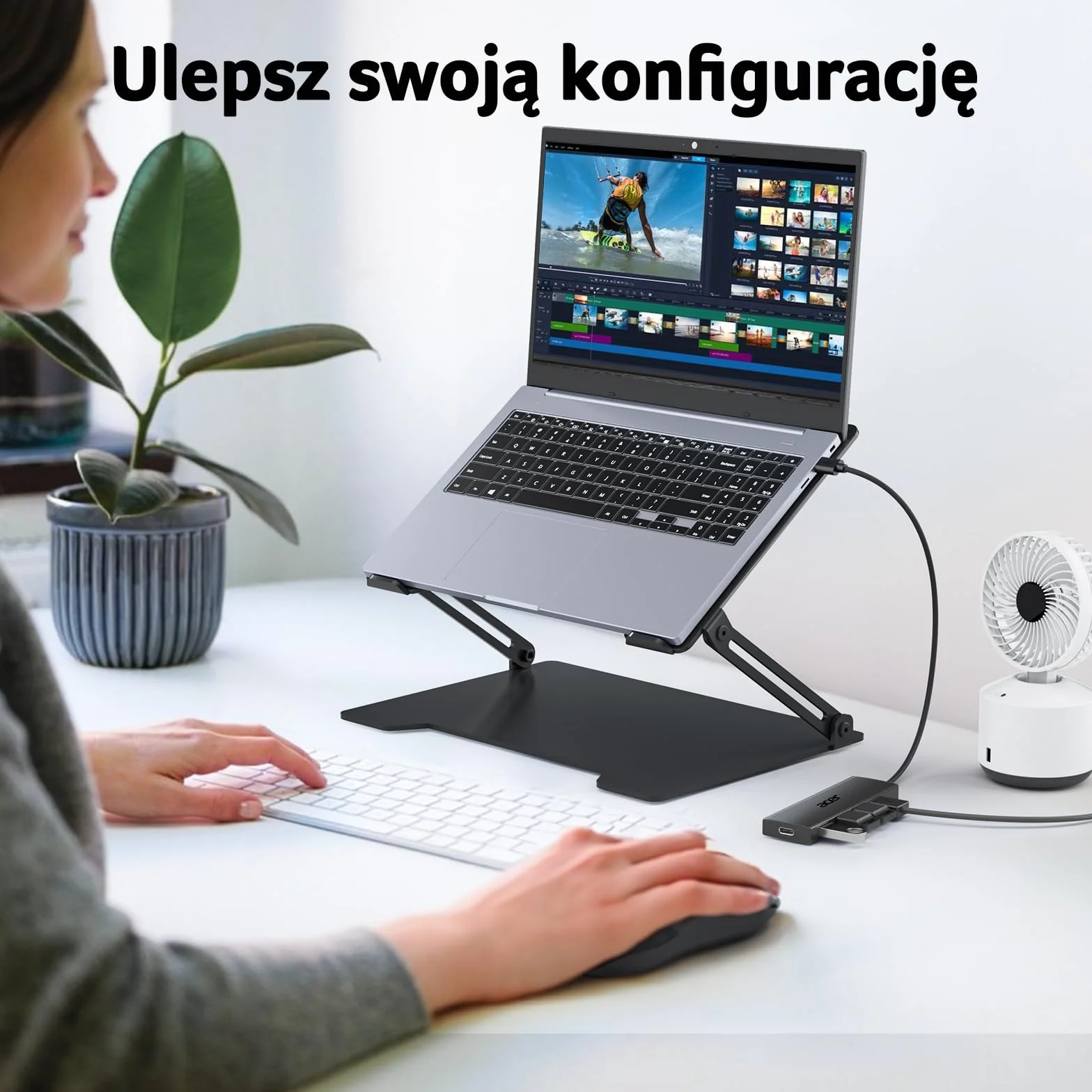 acer USB 3.0 HUB z zasilaczem USB-C, Ultra Slim Multiport Hub 4 Porty do laptopa, komputera, klawiatury, myszy, dysku twardego, MacBook Pro/Air, iMac, Surface Pro, macOS, Windows, Linux itp. - 60cm