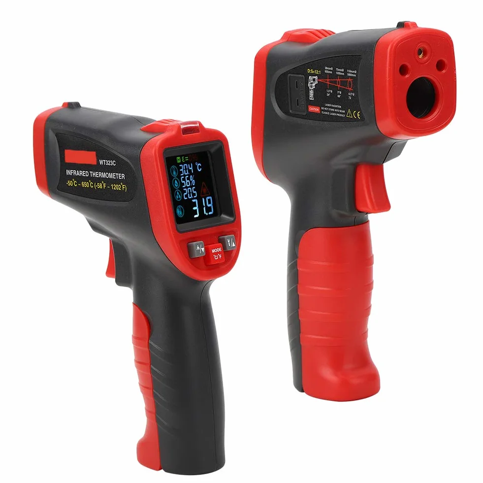 WT323C -50℃ -650 ℃ termometr przemysłowy, termometr na podczerwień, ręczny tester temperatury, dokładność pomiaru 0,1 (nie nadaje się do pomiaru temperatury ciała)