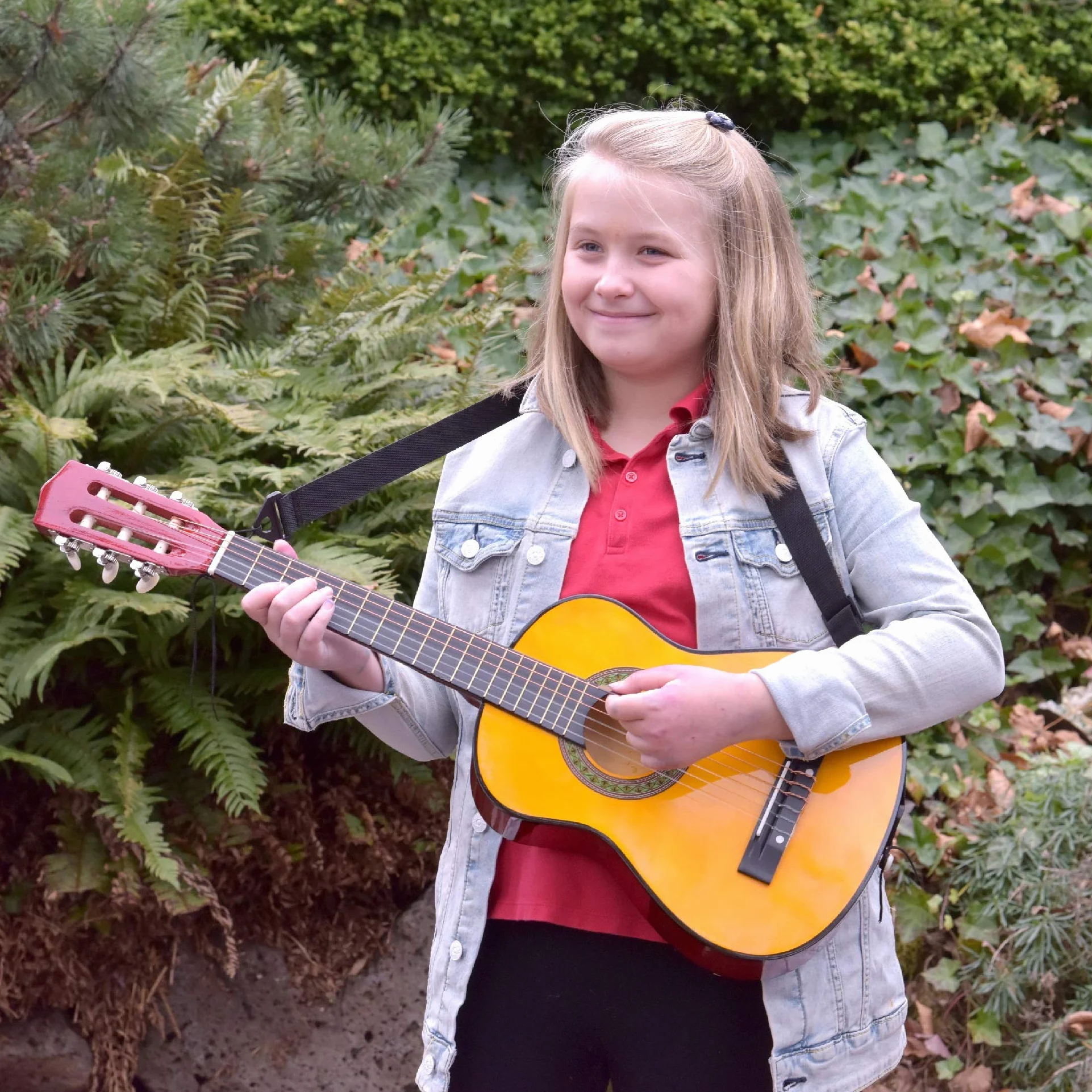 Drewniana gitara dla leworęcznych, 30 cali, z futerałem i akcesoriami, dla dzieci, dziewcząt, chłopców, nastolatków, początkujących (drewno)