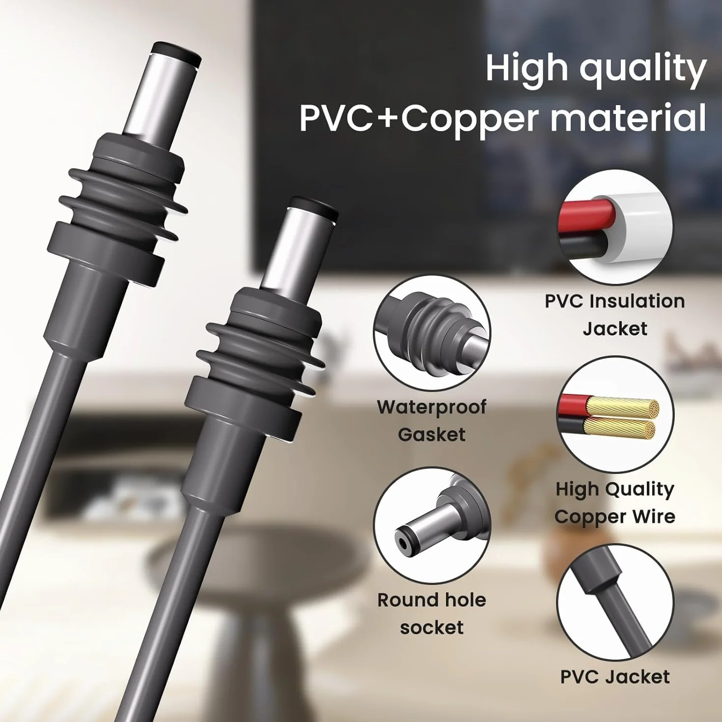 Starlink Mini kabel zasilający DC na DC, 16AWG, zamienny, wodoodporny, zewnętrzny kabel do ładowania do anteny satelitarnej Starlink mini, 5 m