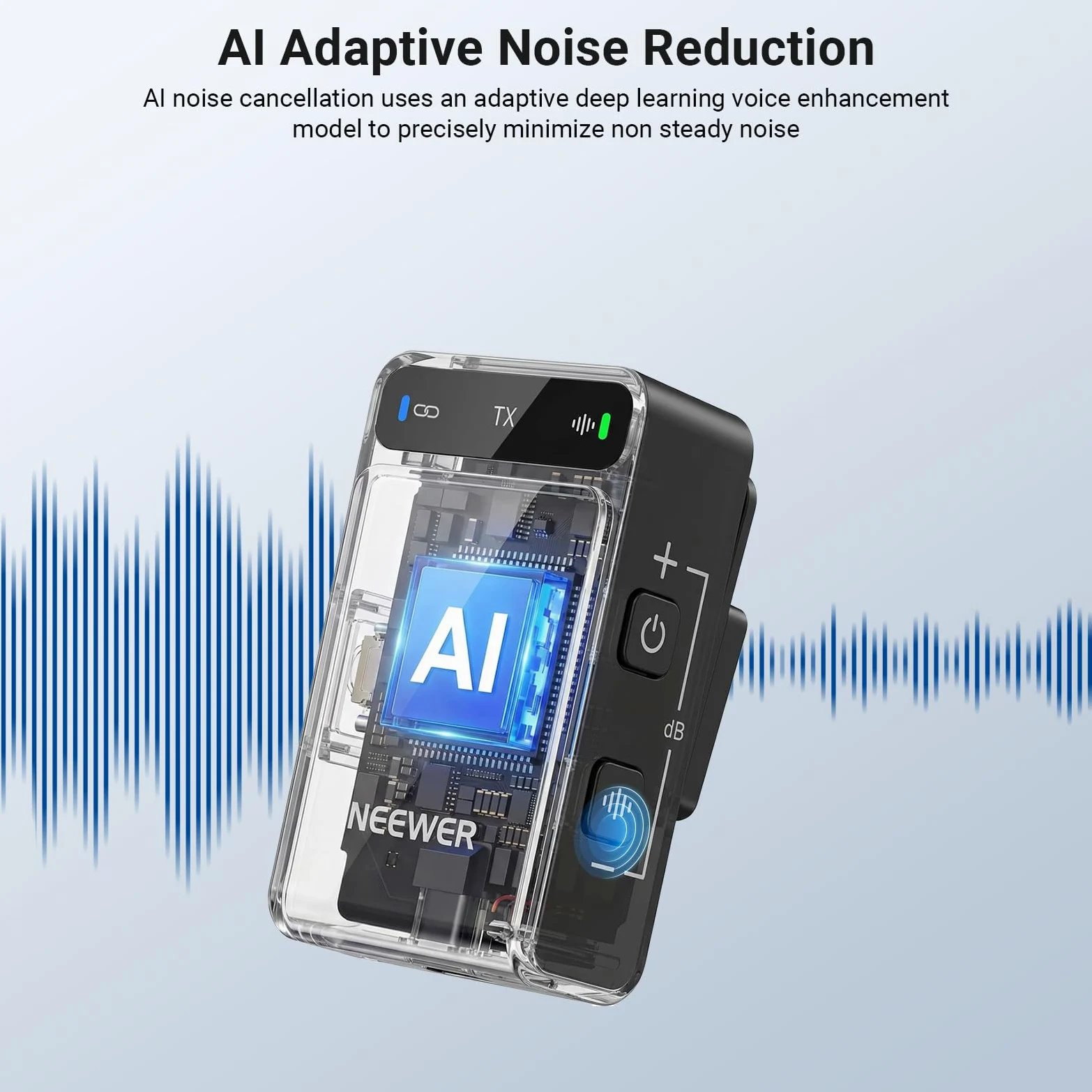 NEEWER CM36 Pro Bezprzewodowy mikrofon krawatowy, Micro USB C 48kHz 24/32 bit pływający 85dB SNR AI redukcja szumów głuchy niskie cięcie 8 GB bateria zapasowa 54 h 2,4G Zasięg 100 m 3,5 mm Monitoring