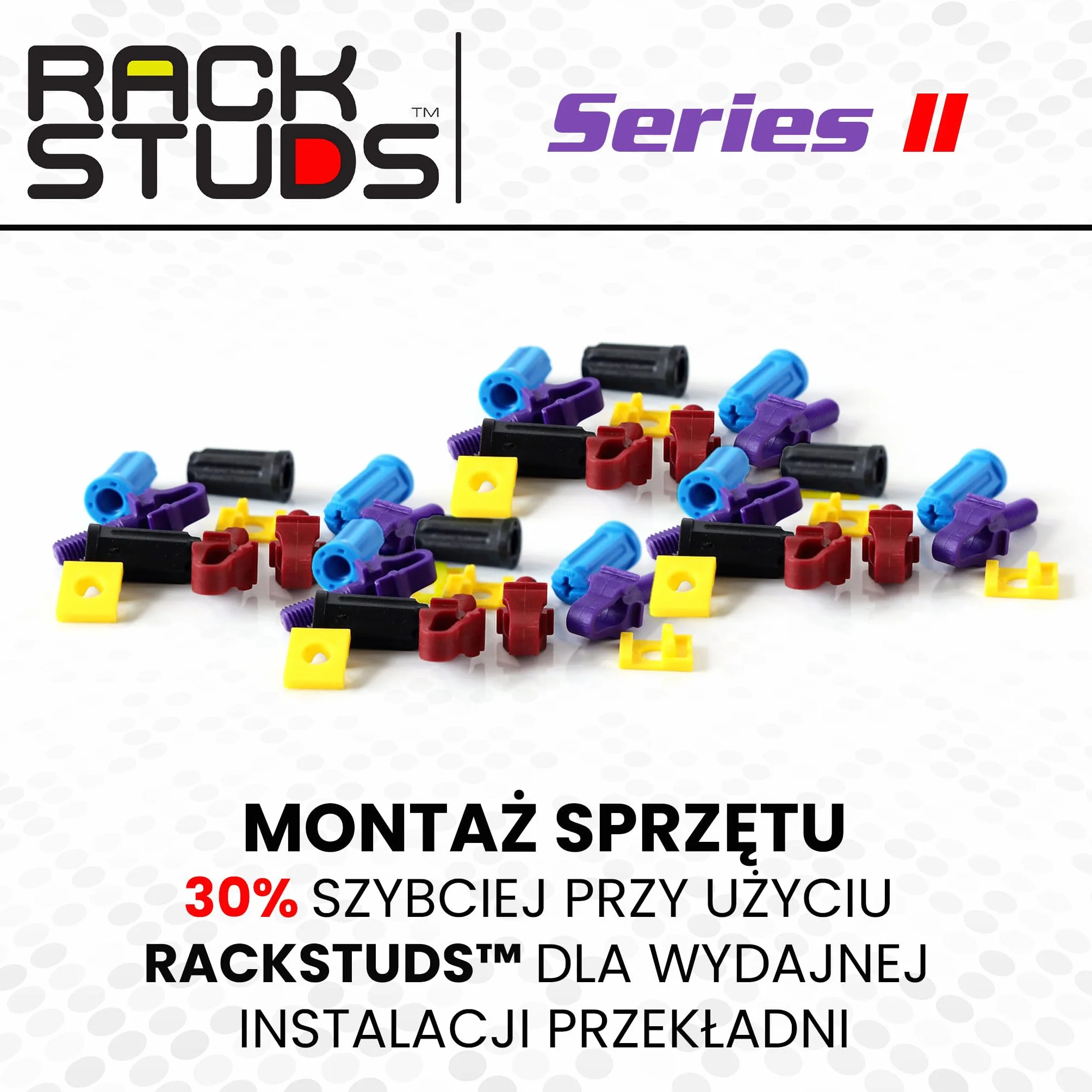 4C Rack Mount Solution II - Śruby do szyn serwerowych 19" kwadratowymi otworami, zamiennik nakrętek do klatek, nakrętki do szaf, śruby do montażu w szafie- 4 sztuki z każdego rozmiaru/koloru