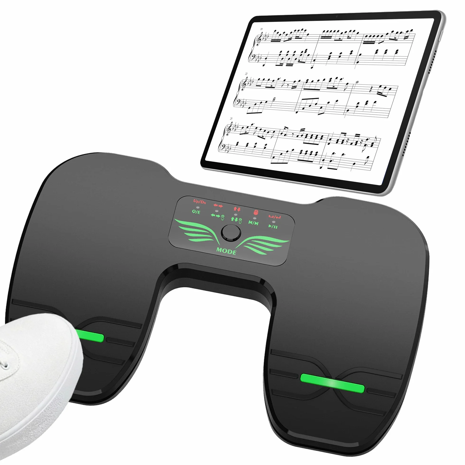 Przełącznik nożny Bluetooth do przewracania stron – kontroler do czytania muzyki z ładowaniem dla tabletów i smartfonów