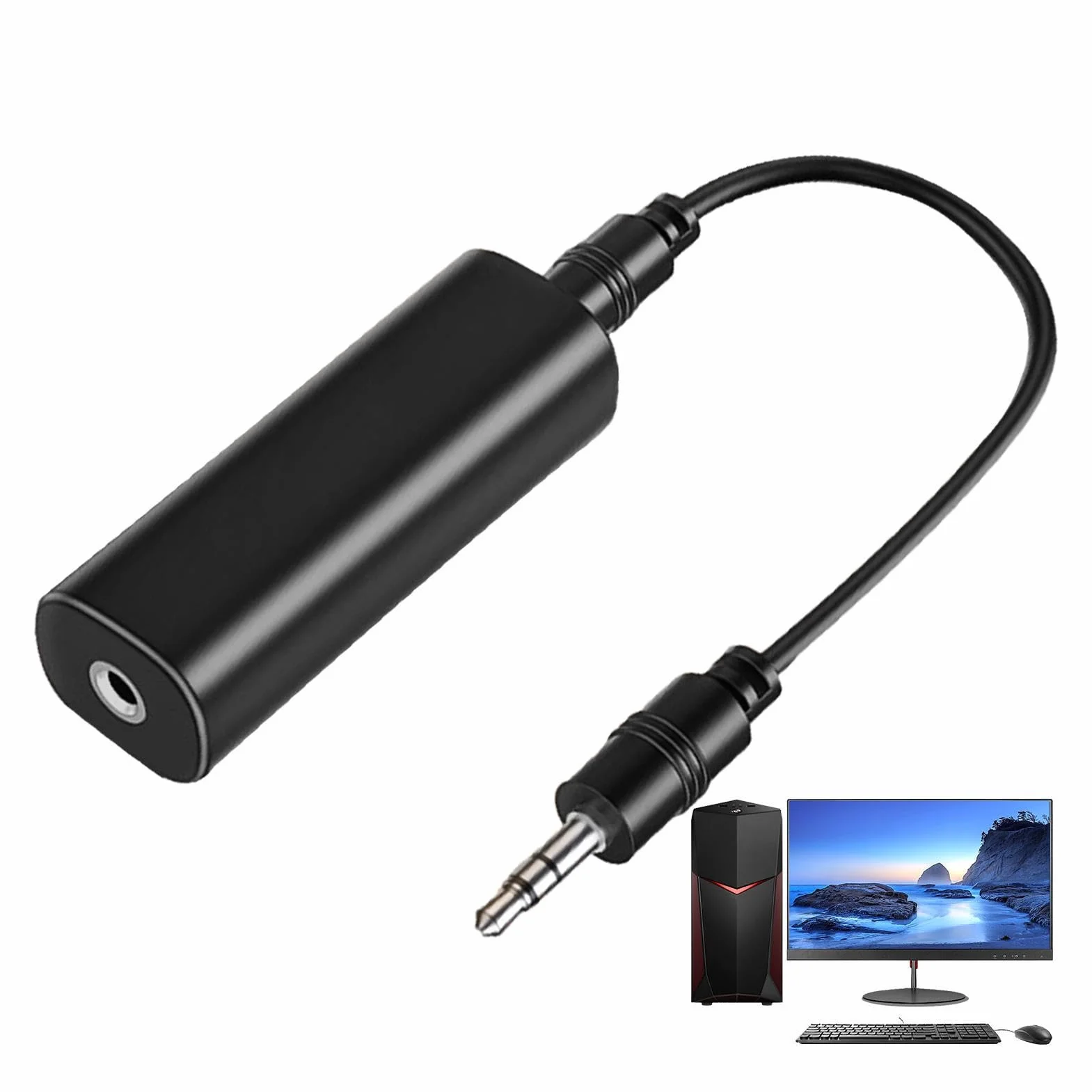 Izolator szumów Ground Loopss, czarny filtr szumów audio, do wszystkich kompaktowych tłumików do samochodów Stereo, domowego audio i systemów głośników, eliminuje układ elektryczny, 2,36 x