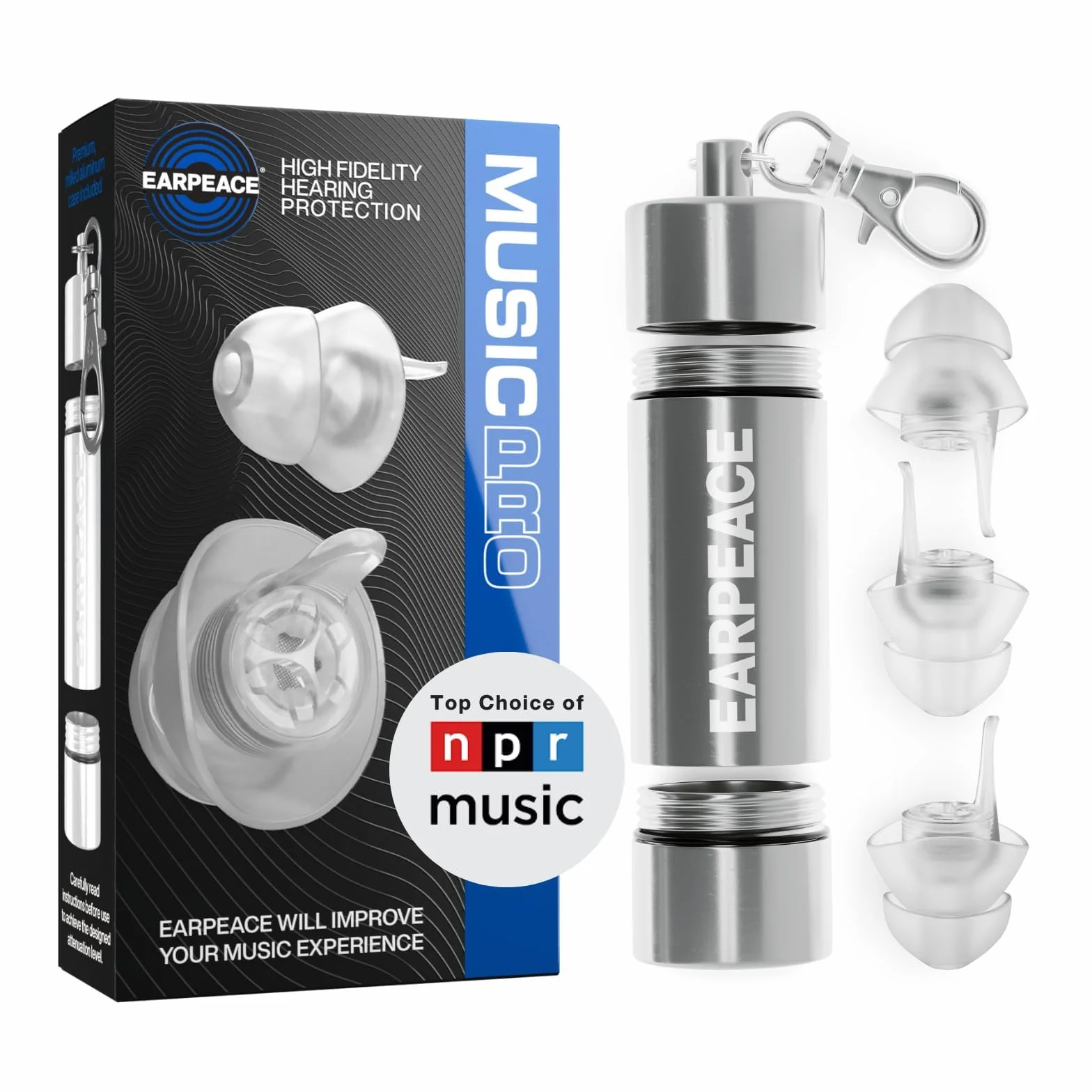 Zatyczki do uszu EarPeace PRO do muzyki i koncertów o wysokiej jakości - zatyczki chroniące słuch dla muzyków i na festiwale - opatentowane zatyczki do uszu z redukcją szumów - wysoka ochrona 20 dB