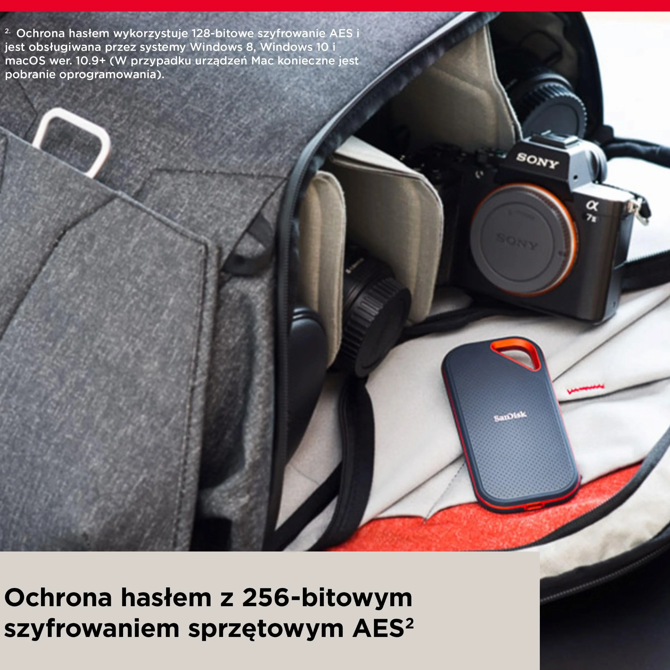 SanDisk Extreme PRO Przenośny dysk SSD 4TB (Dysk zewnętrzny SSD NVMe, do 2000 MB/s, USB-C, Stopień ochrony IP65 zapewniający wodo- i pyłoodporność, 256-bitowemu szyfrowaniu sprzętowemu AES)