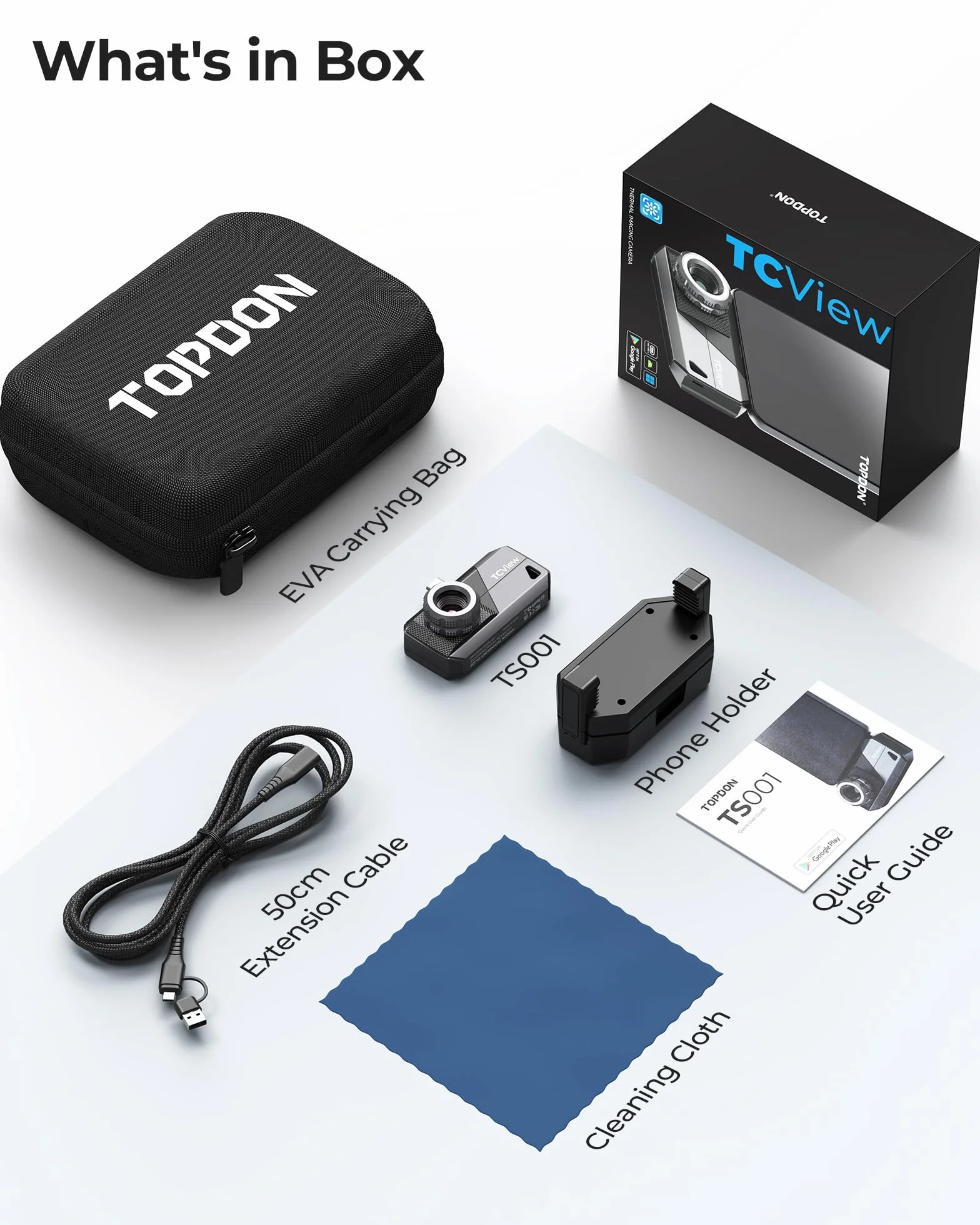 TOPDON TS001 kamera termowizyjna z systemem Android, zakres obserwacji od 0,1 do 500 m, regulowany obiektyw 9 mm, rozdzielczość IR 256 x 192, ręczne ogniskowanie kamery termowizyjne do polowania, na