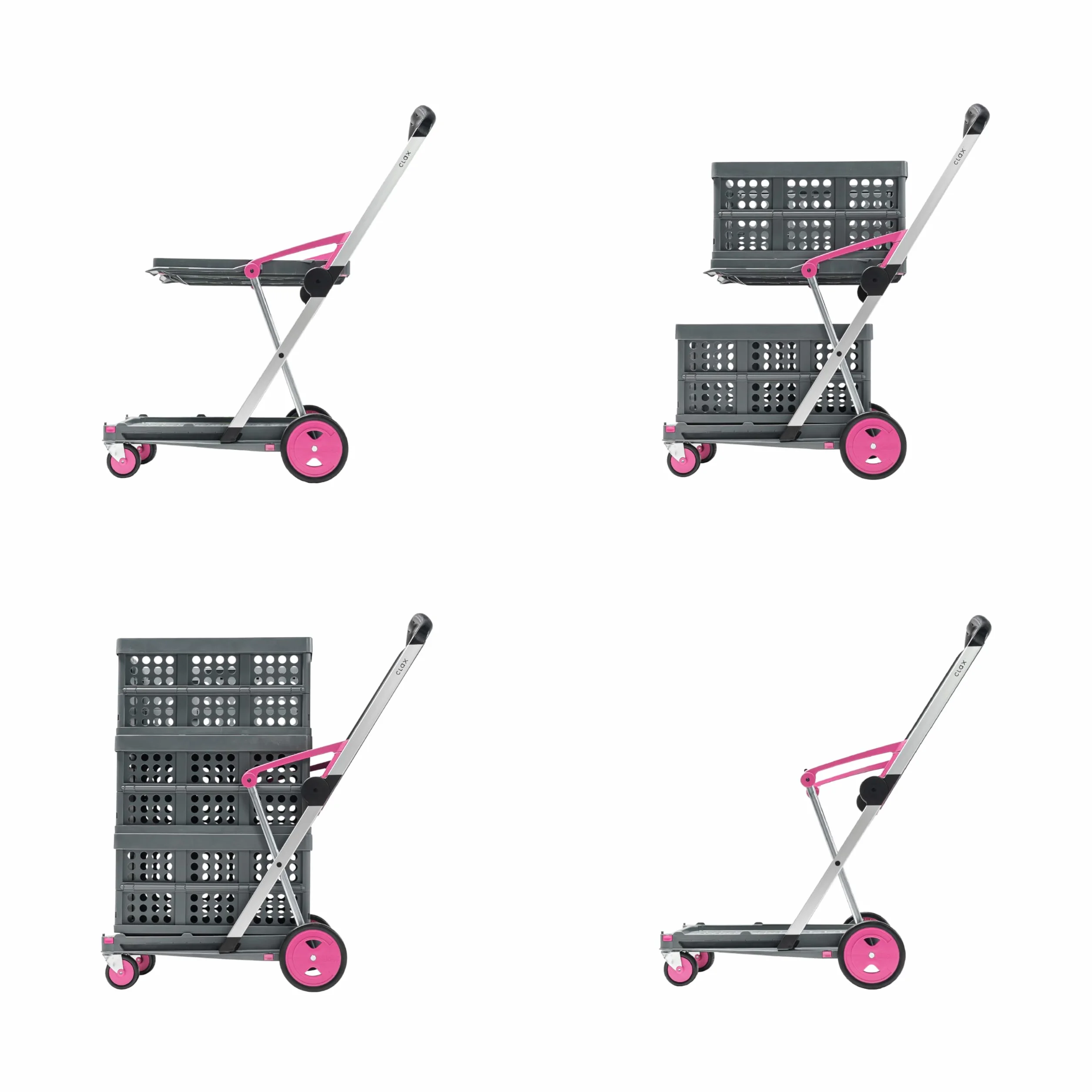 CLAX® Wózek ręczny, wózek transportowy, w zestawie składane pudełko, różowy