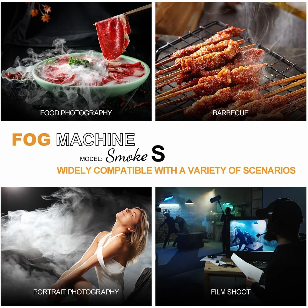 LENSGO Smoke S ręczna maszyna do mgły, przenośna maszyna do dymu z pilotem zdalnego sterowania zamgławiaczem do fotografii, imprez plenerowych, imprez, efektów scenicznych, Halloween, dezynfekcji lub