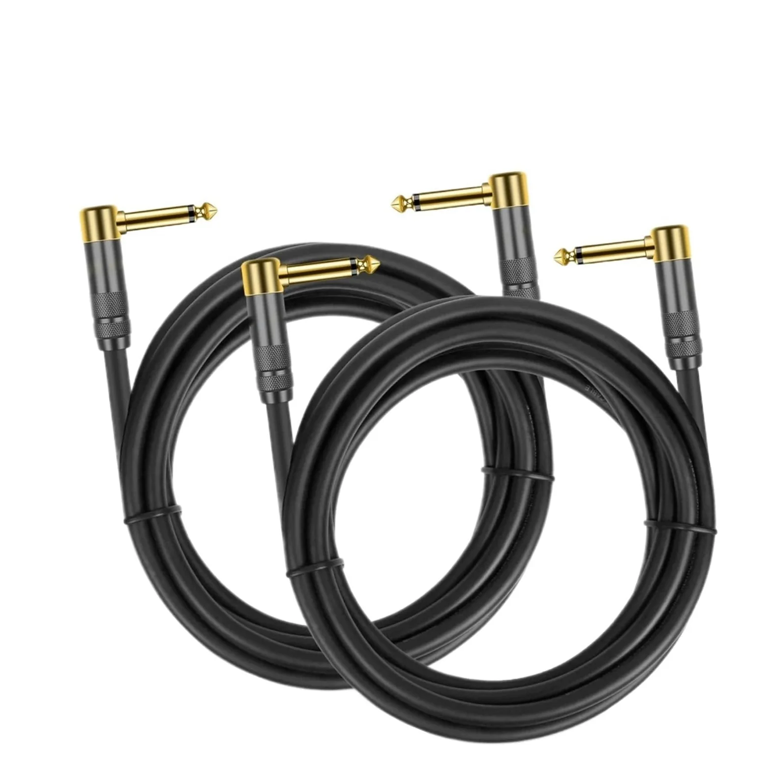 Kabel do gitary elektrycznej i basu, Kabel gitarowy męski-męski 1/4 cala, kątowy, opakowanie 2 sztuk, różne rozmiary(Pack of 2,10m)