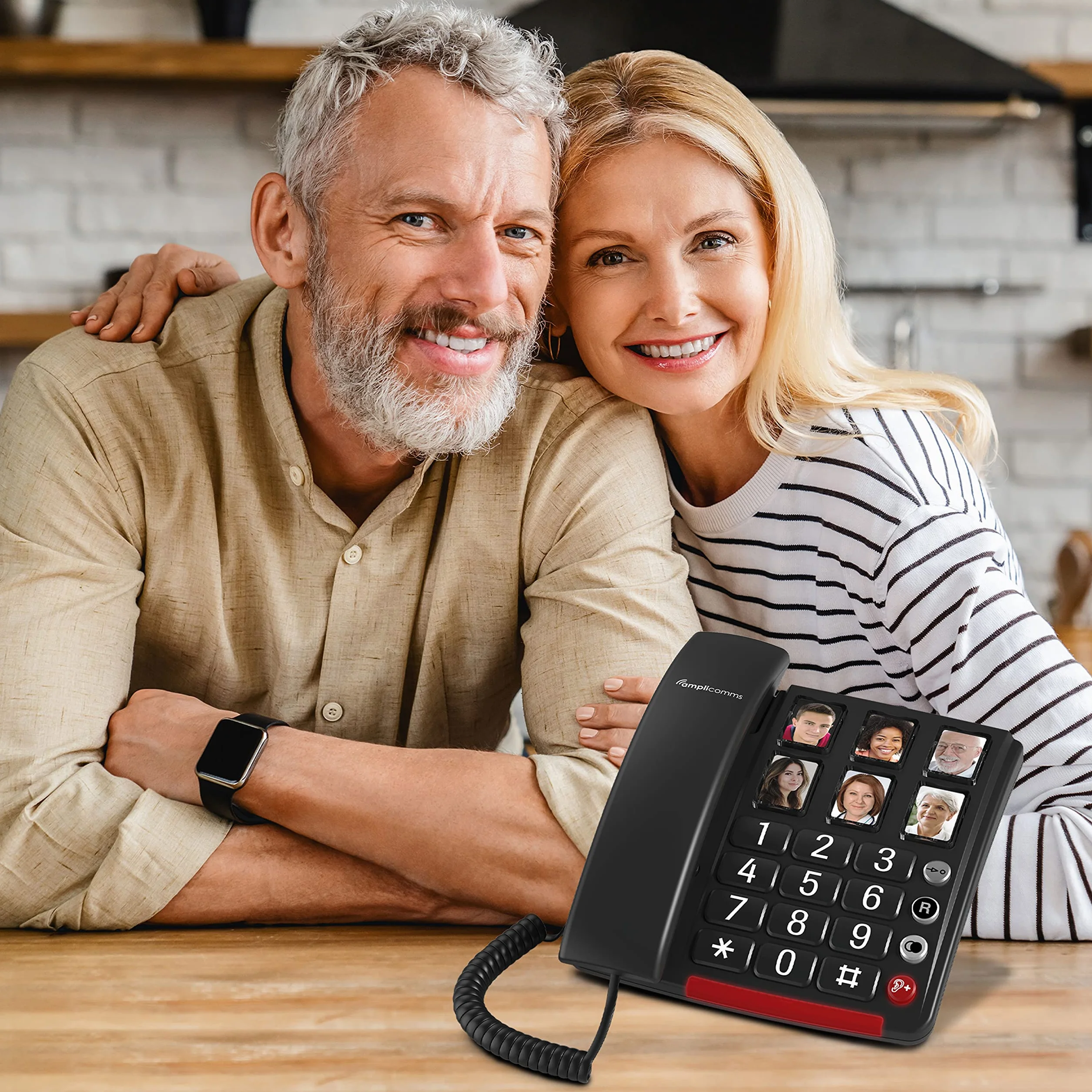 Amplicomms BigTel 40 Plus przewodowy telefon z dużym przyciskiem dla osób starszych - głośne telefony do trudnych słuchów - telefony kompatybilne z aparatem słuchowym - telefon z dużym numerem