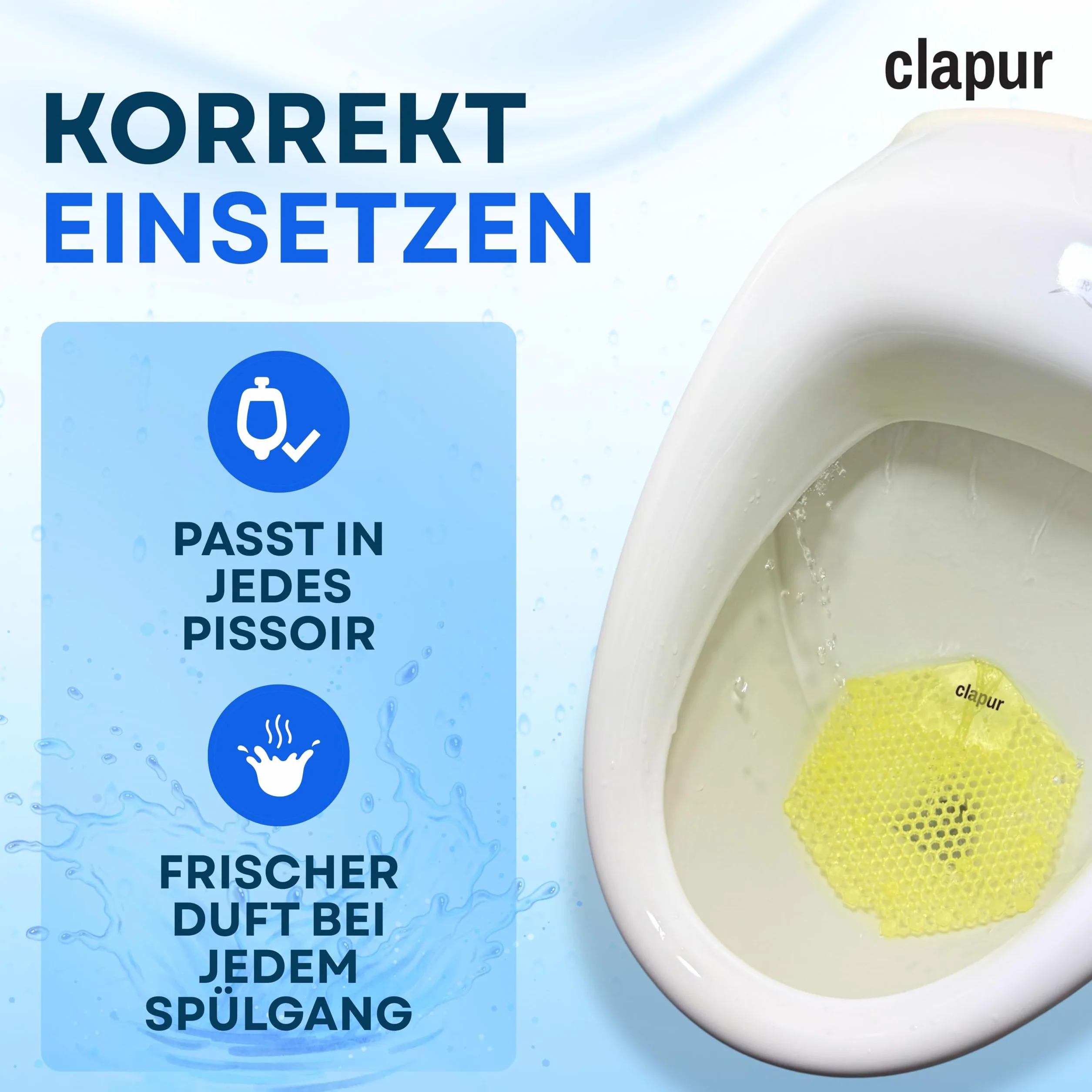 sitko do pisuaru (2 szt.) z zapachem cytrusowym, wskaźnikiem wymiany i dwustronną ochroną przed pryskaniem, do każdego pisuaru i pisuaru, prostokątne, żółte