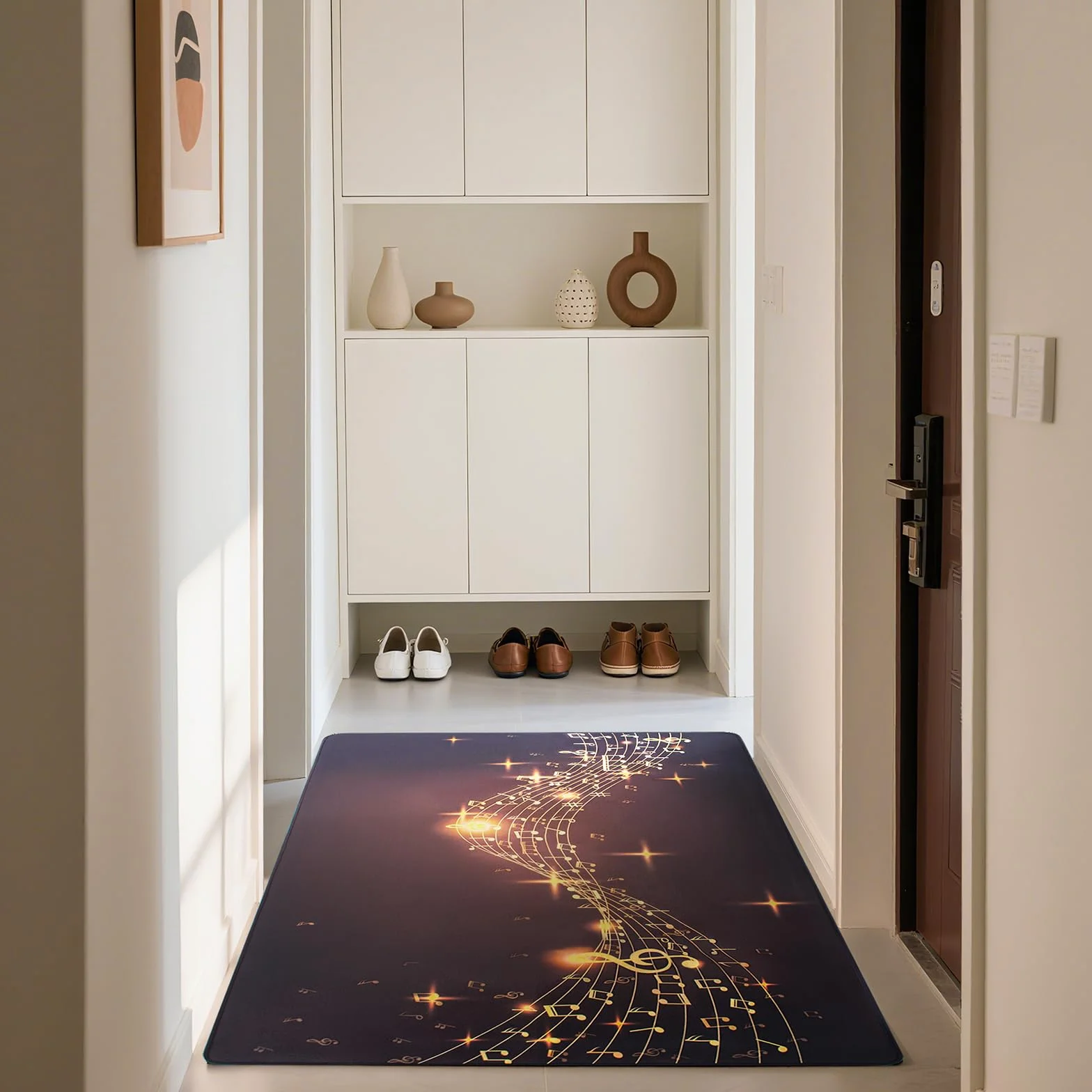 OUUTMEE 160 x 120 cm, antypoślizgowa mata na baterie, elektroniczna mata do ćwiczeń perkusyjnych, akcesoria do baterii jazzowych, ochrona podłogi (wzór nut muzycznych)