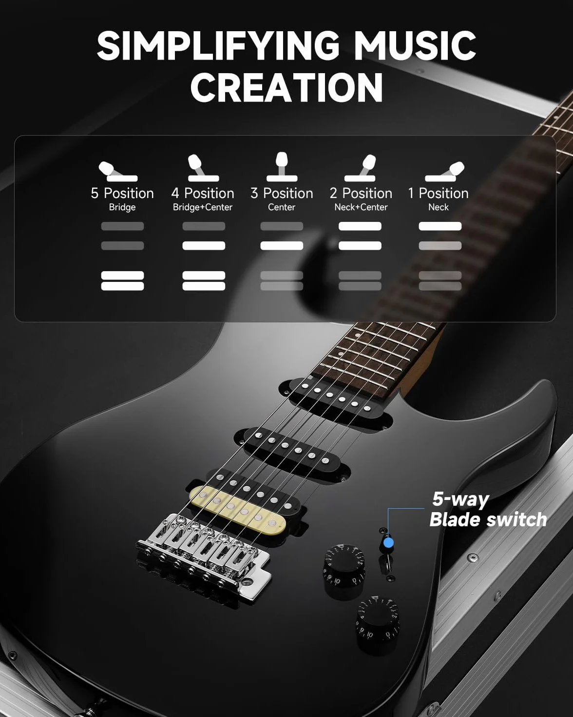 Donner DMT-66 pełnowymiarowa gitara elektryczna zestaw startowy czarna