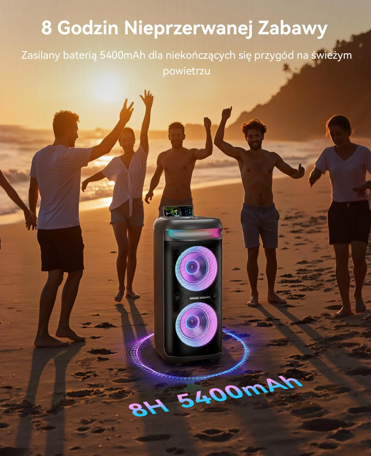 GKD60 Karaoke Box dla Dorosłych z 2 Mikrofonami Bezprzewodowymi, Przenośny Bluetooth Głośnik na Imprezę, System Audio 500W Mocy Szczytowej z LED, USB/TF/AUX, Idealny na Imprezę na Świeżym Powietrzu