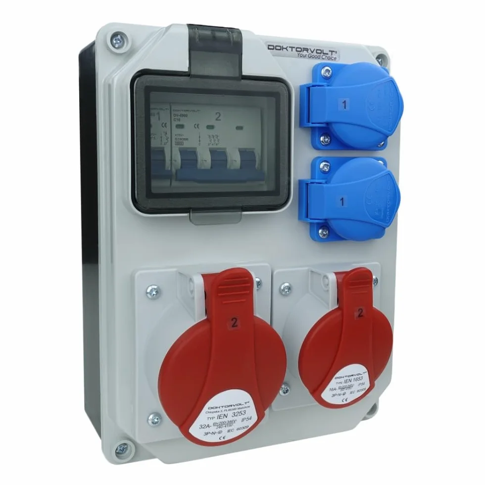 Rozdzielnica budowlana HL-S 32A/5P 16A/5P 2x230V rozdzielnica elektryczna z gniazdami erbetka zabezpieczona