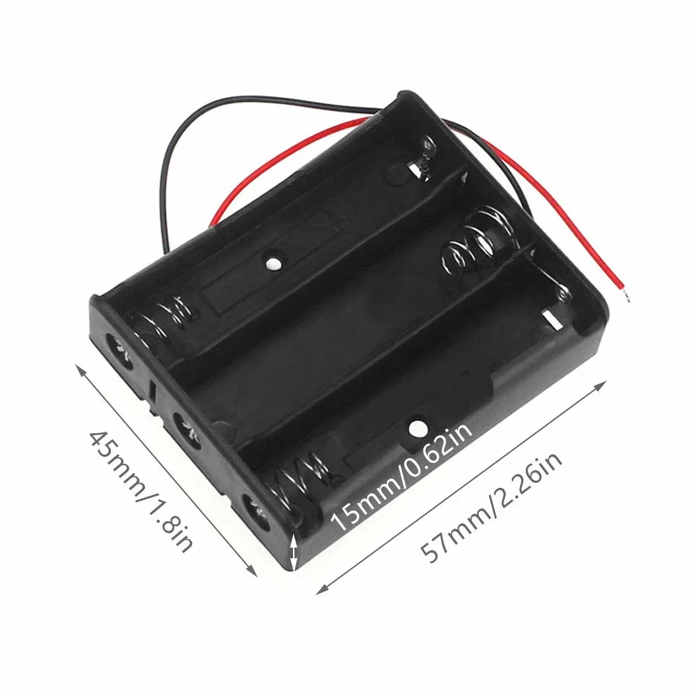 4-częściowy czarny plastik 3 x 1,5 V (4,5 V) uchwyt baterii AA pudełko do przechowywania baterii pudełko z przewodem