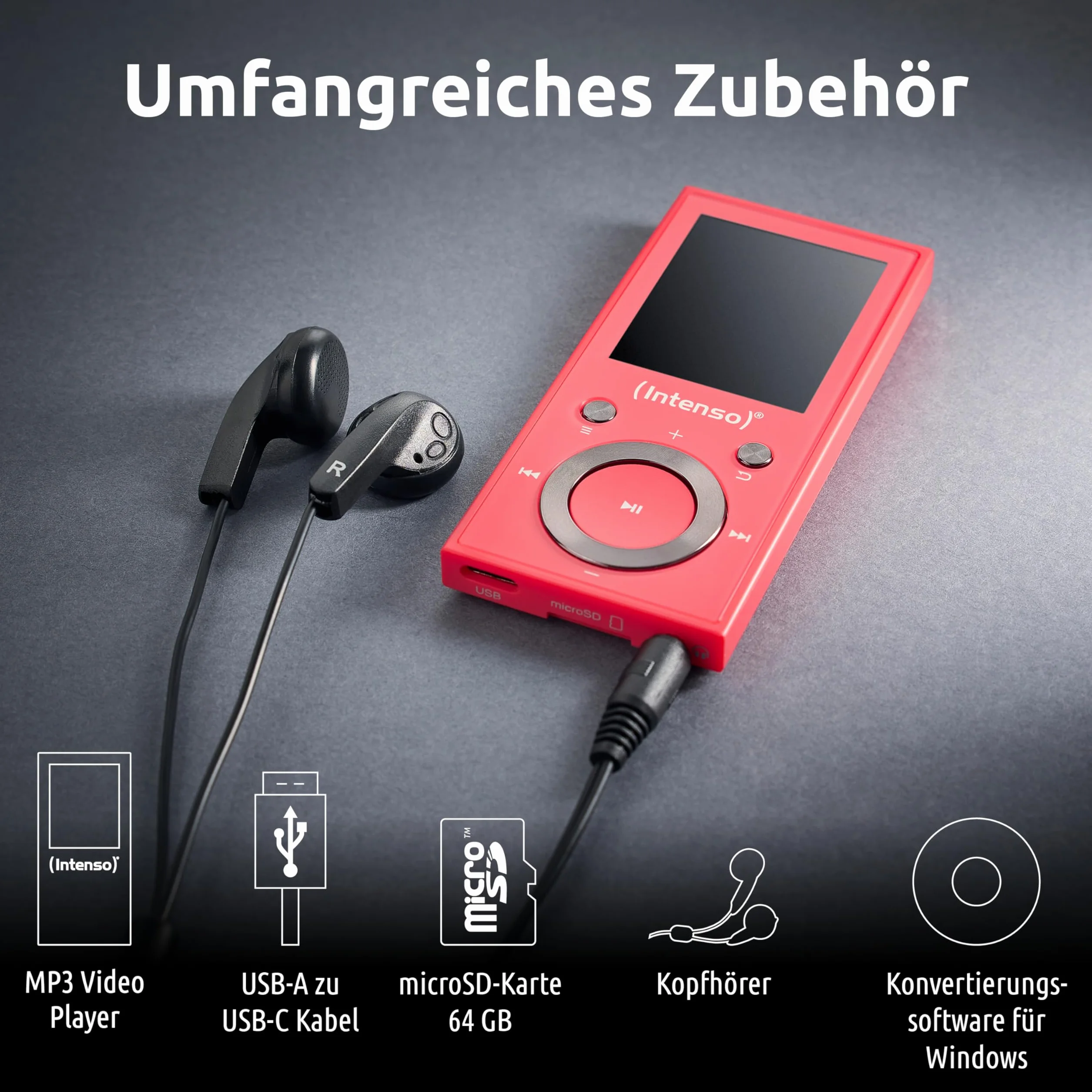 Intenso Odtwarzacz MP3 Skuter wideo 1,8 cala Bluetooth Różowy