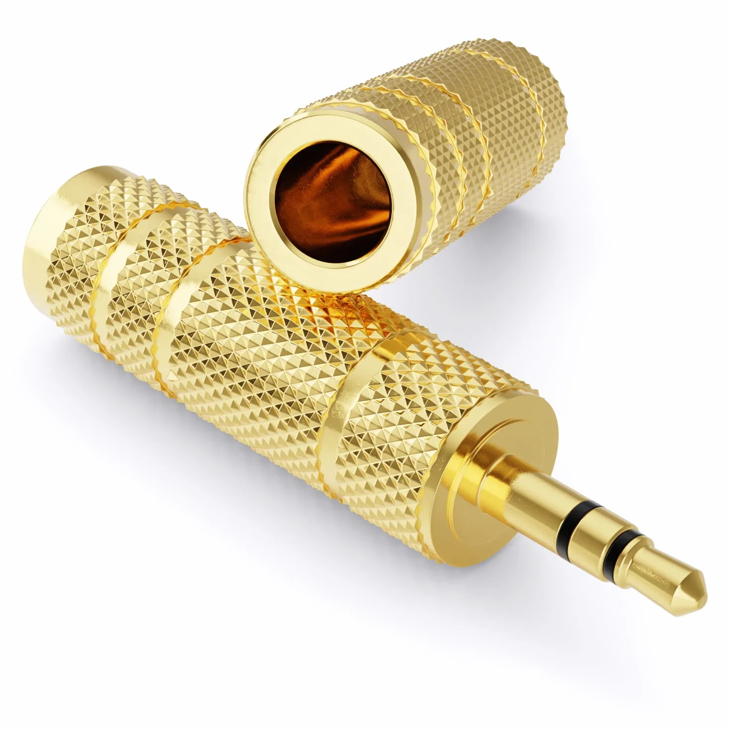 deleyCON Adapter Jack [2 Sztuki] 3,5mm do 6,35mm - Dźwięk Stereo Stereofoniczny Sprzęgacz Audio - Do Telefonu Komórkowego Smartfona Tabletu Notebooka Komputera Wzmacniacza HiFi Kina Domowego TRS