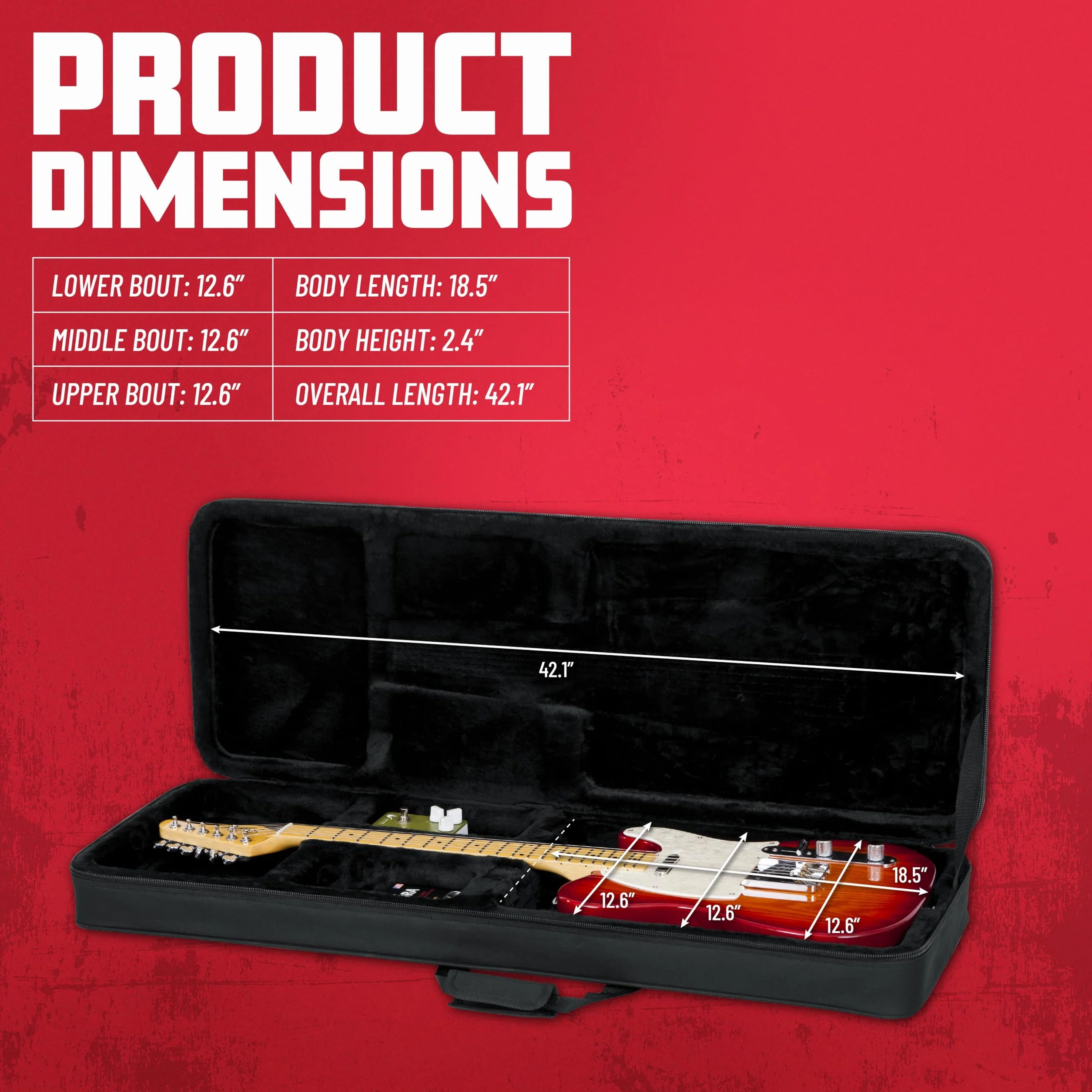 Gator Lekka pianka poliuretanowa pasuje do etui na gitarę elektryczną w stylu Stratocaster i Telecaster (GL