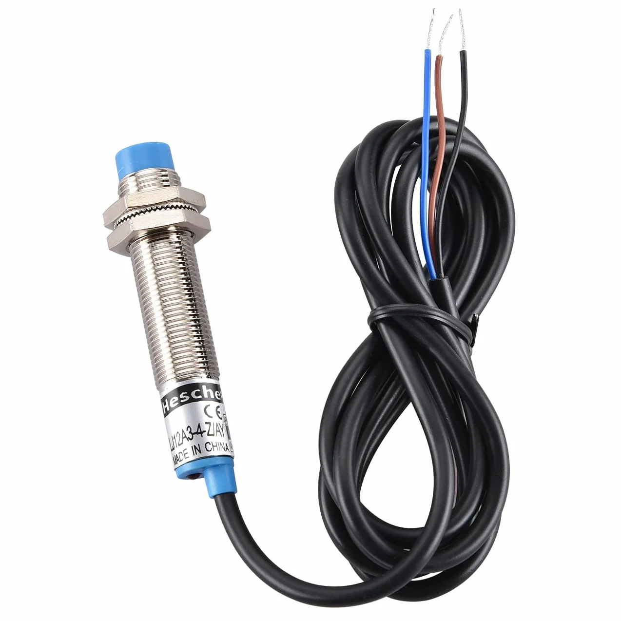 Heschen M12 indukcyjny czujnik zbliżeniowy, typ nieekranowany, LJ12A3-4-Z/AY, czujnik 4mm, 10-30VDC 200mA, normalnie zamknięty PNP (NC), 3 przewody