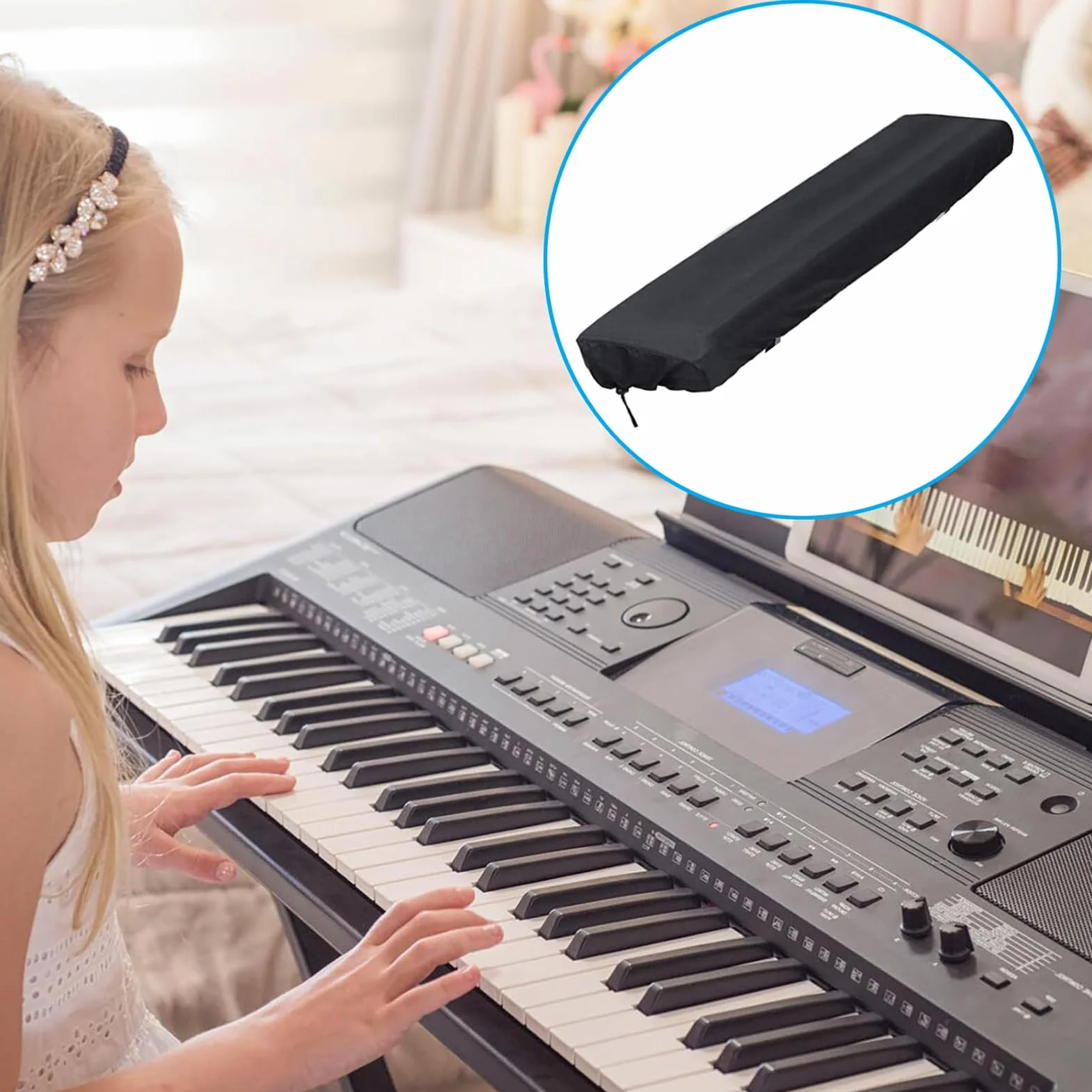 88 klawiszy, osłona klawiatury fortepianowej, osłona przeciwpyłowa fortepianu z zapięciem blokującym sznurek, ochronna do klawiatury elektronicznej, fortepianu cyfrowego