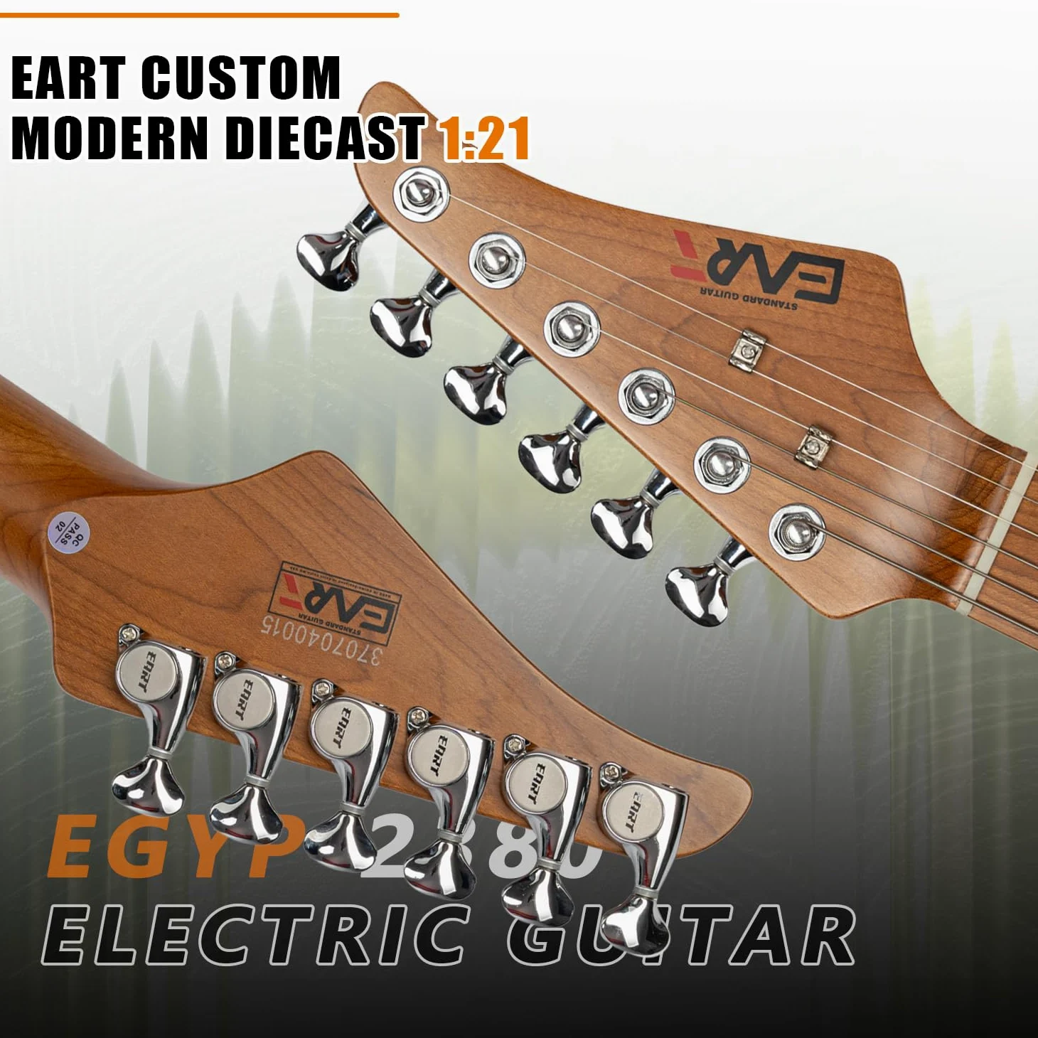 EART 6-strunowa gitara elektryczna z masywnym korpusem EYP-OMNI24 z palonym dębowym fornirem Bookmatched, zestaw wzmacniaczy Artones-Hh-Y dla kreatywnych młodych muzyków (Sunburst)